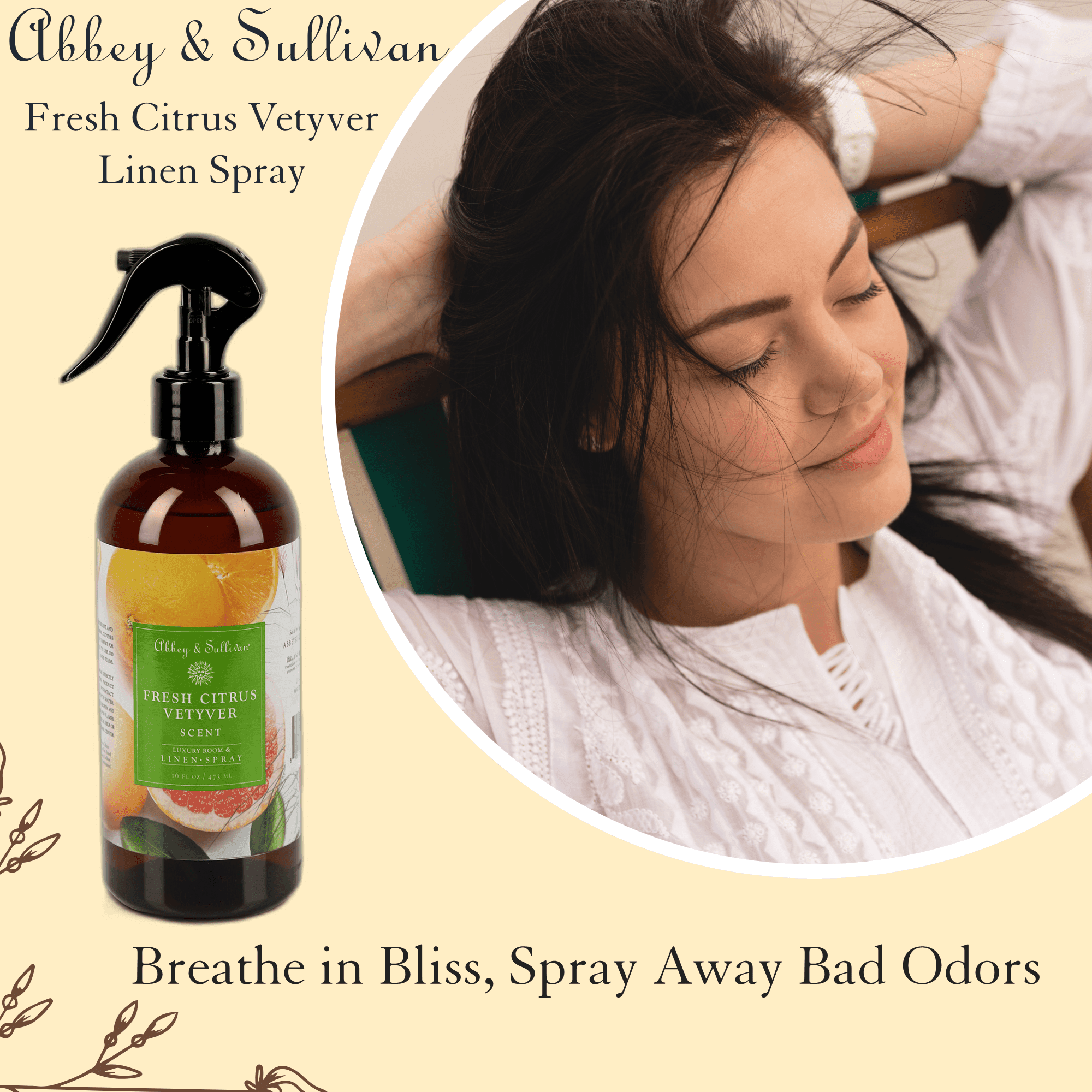 Best linen and room sprays - Fresh Citrus Vetyver - Abbey & Sullivan