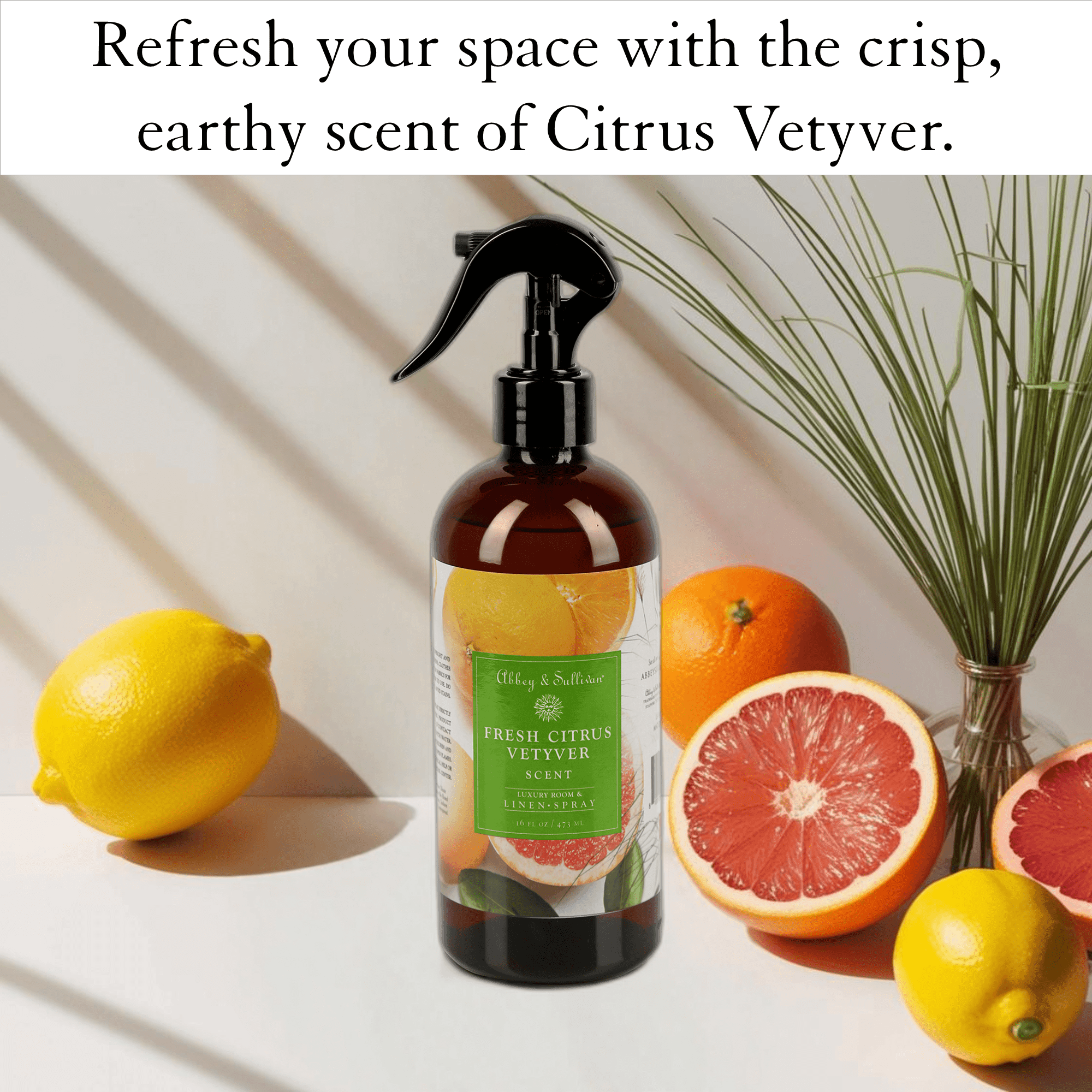 Best linen and room sprays - Fresh Citrus Vetyver - Abbey & Sullivan