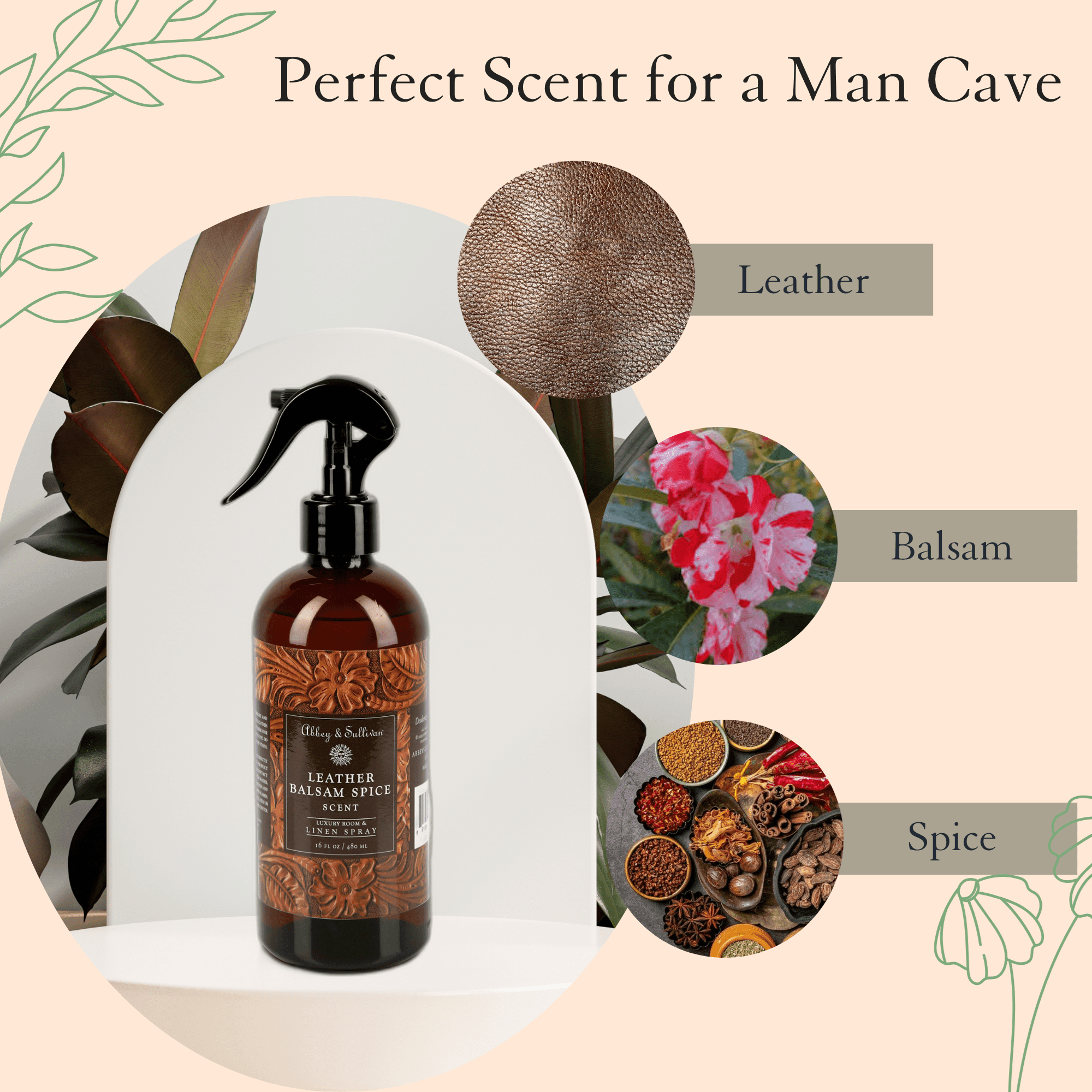 Best linen and room sprays - Leather Balsam Spice - Abbey & Sullivan