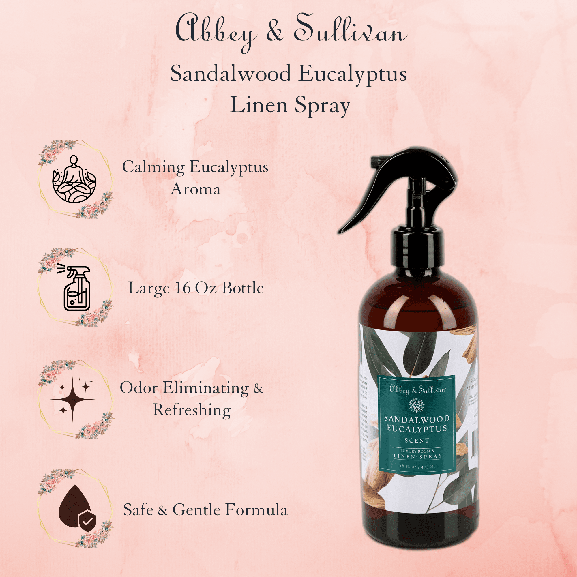 Best linen and room sprays - Sandalwood Eucalyptus - Abbey & Sullivan
