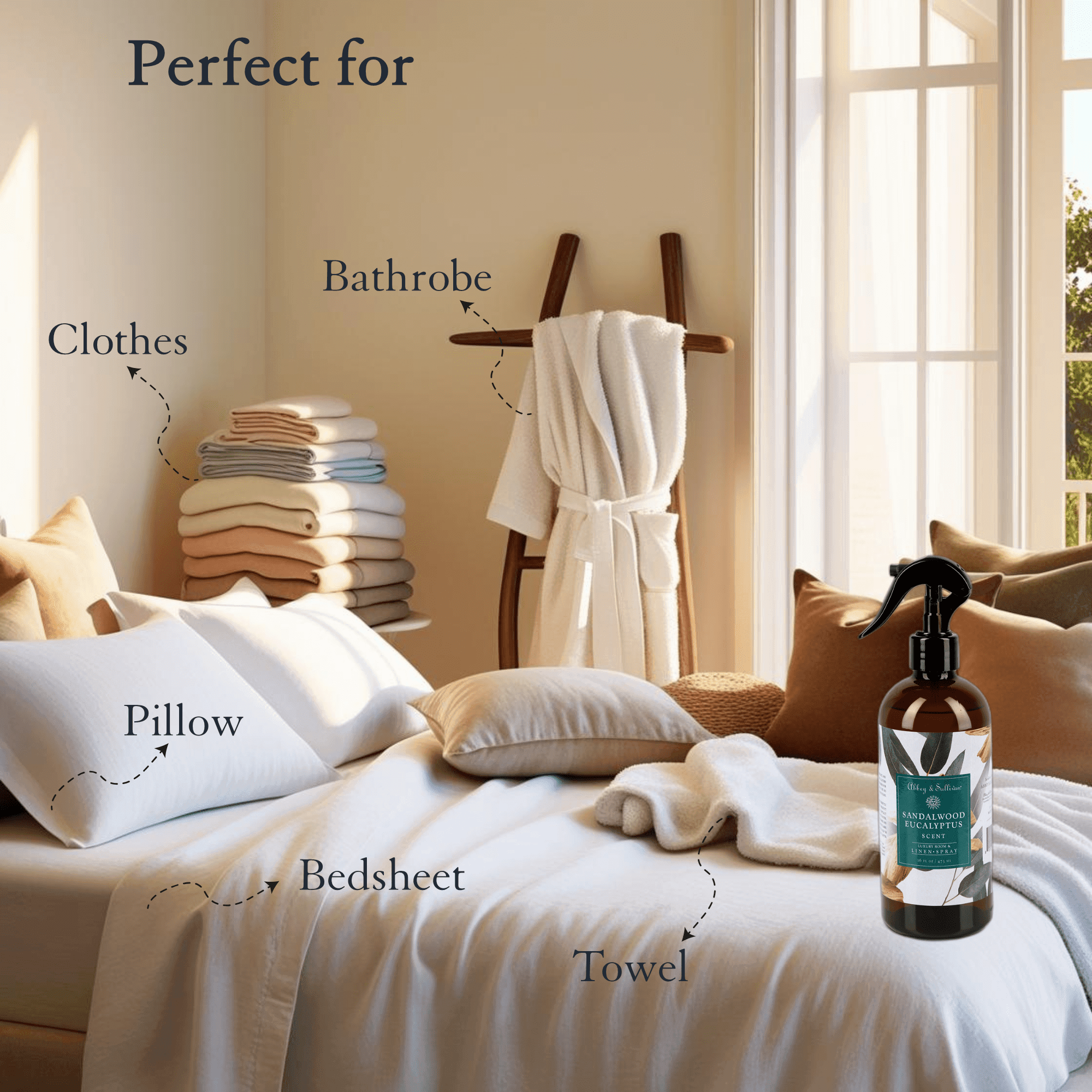Best linen and room sprays - Sandalwood Eucalyptus - Abbey & Sullivan