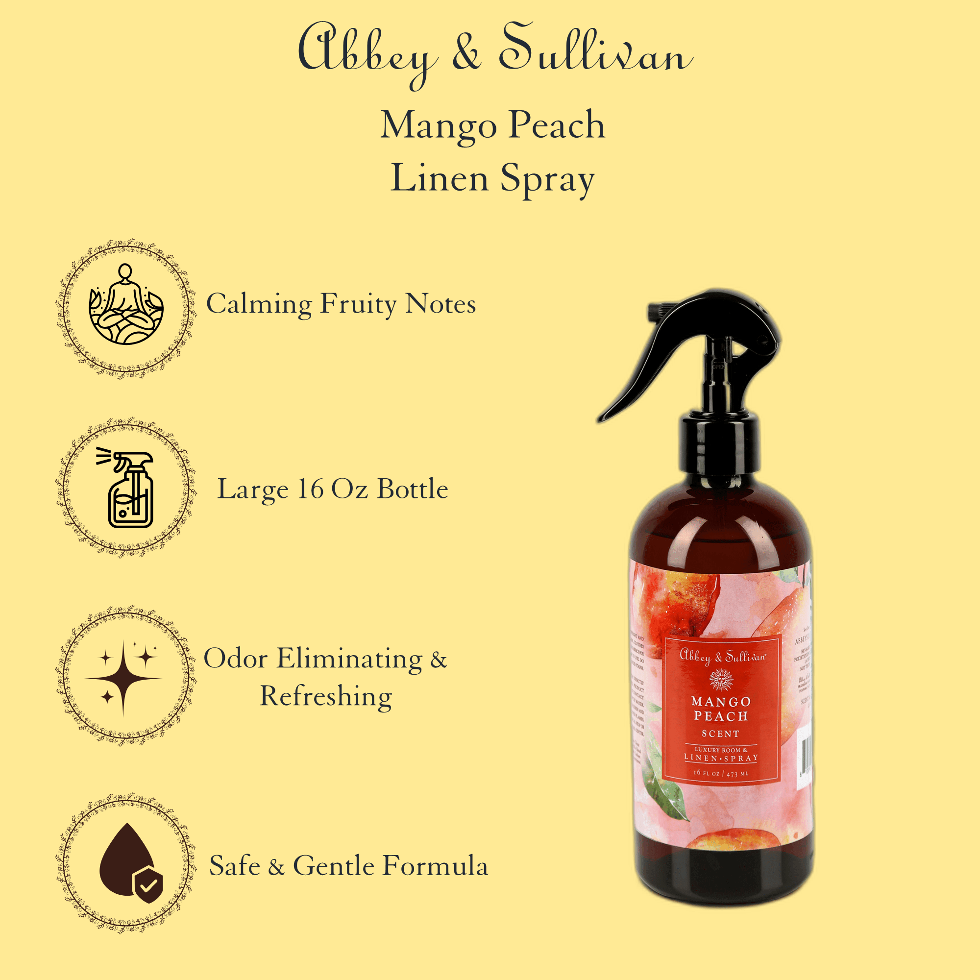 Linen and Room Spray, Mango Peach - Abbey & Sullivan