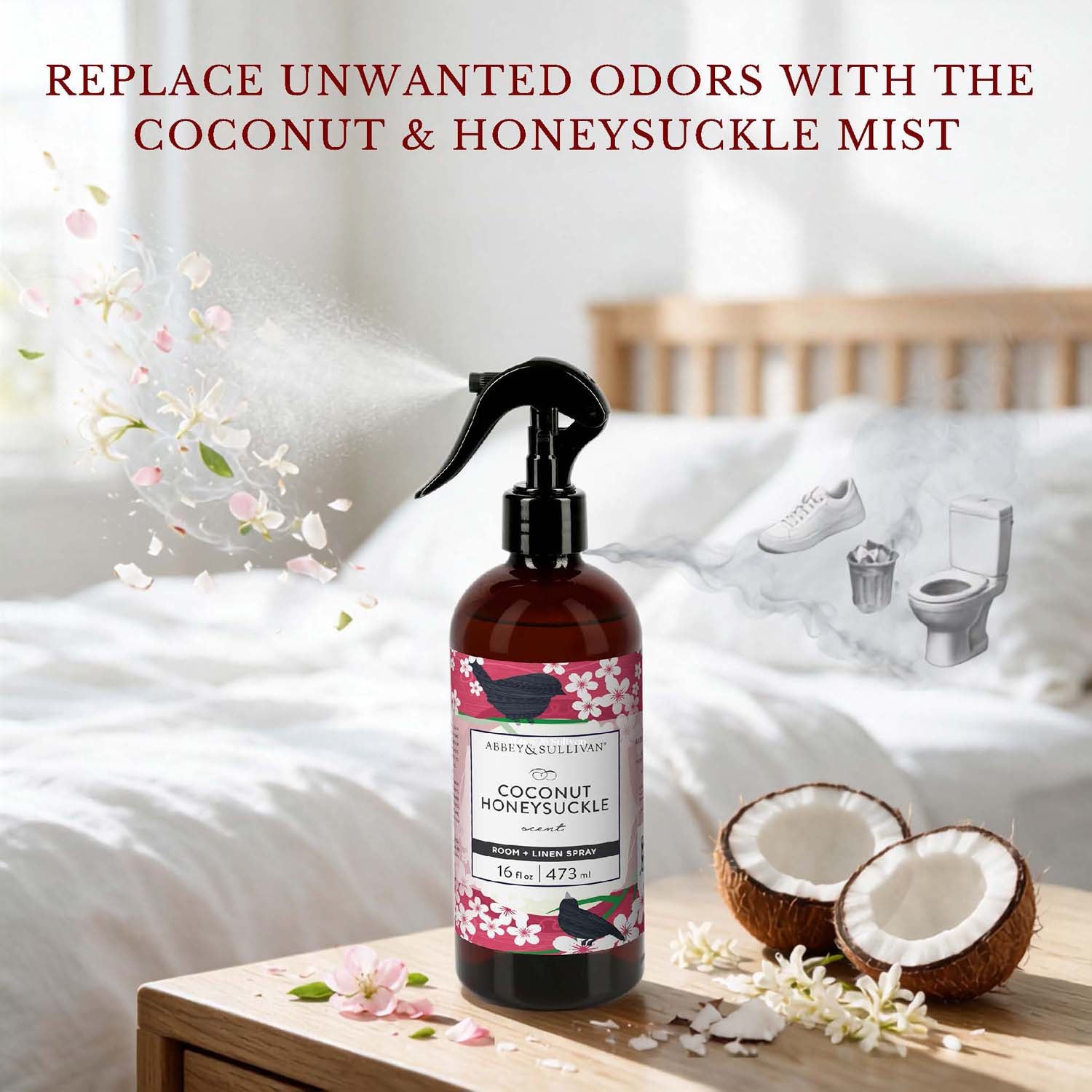Coconut Honeysuckle Linen and Room Spray Online | Abbey & Sullivan