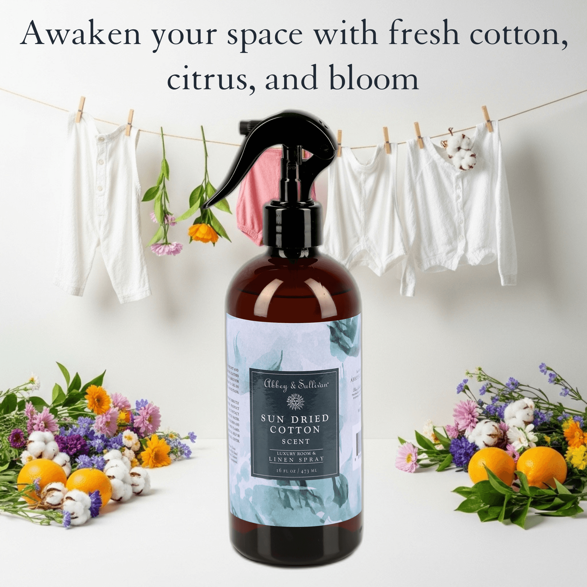 Best linen and room sprays - Sun Dried Cotton - Abbey & Sullivan