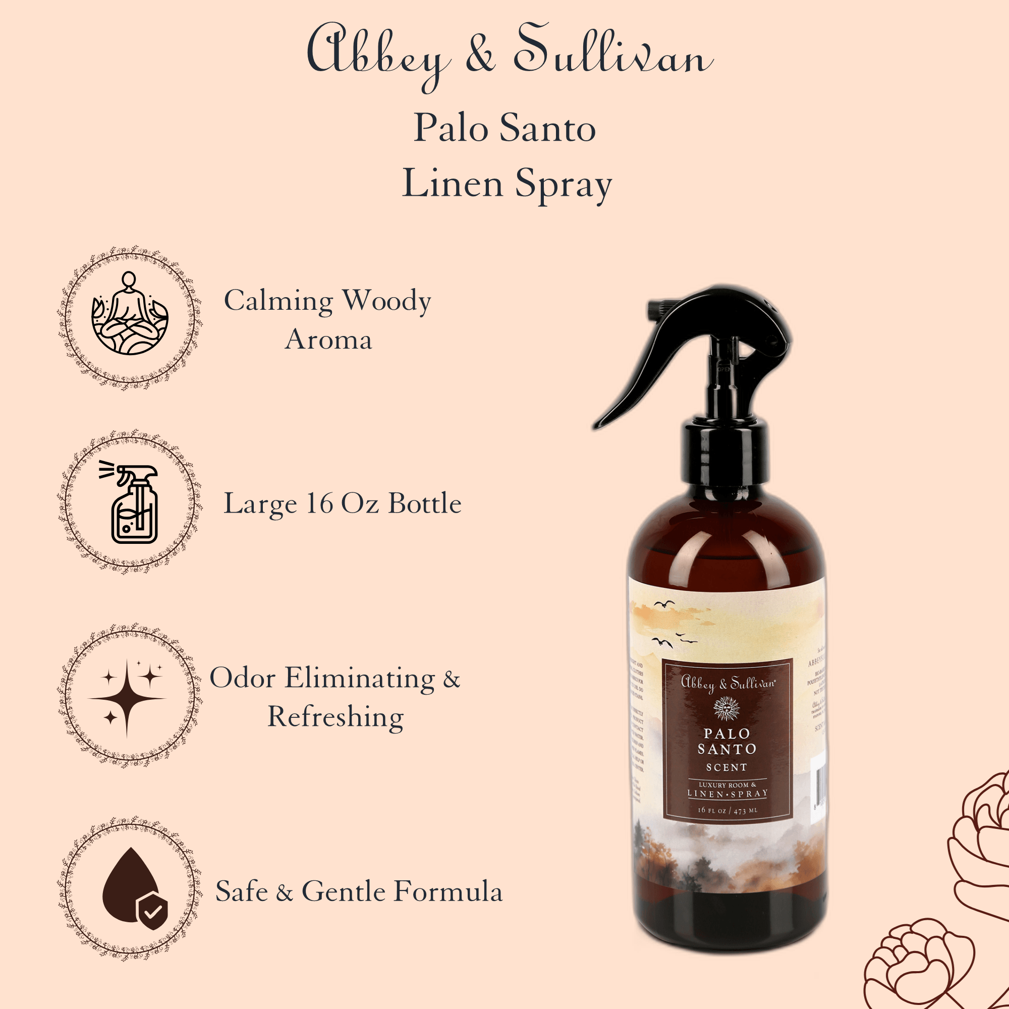 Linen and Room Spray, Palo Santo - Abbey & Sullivan
