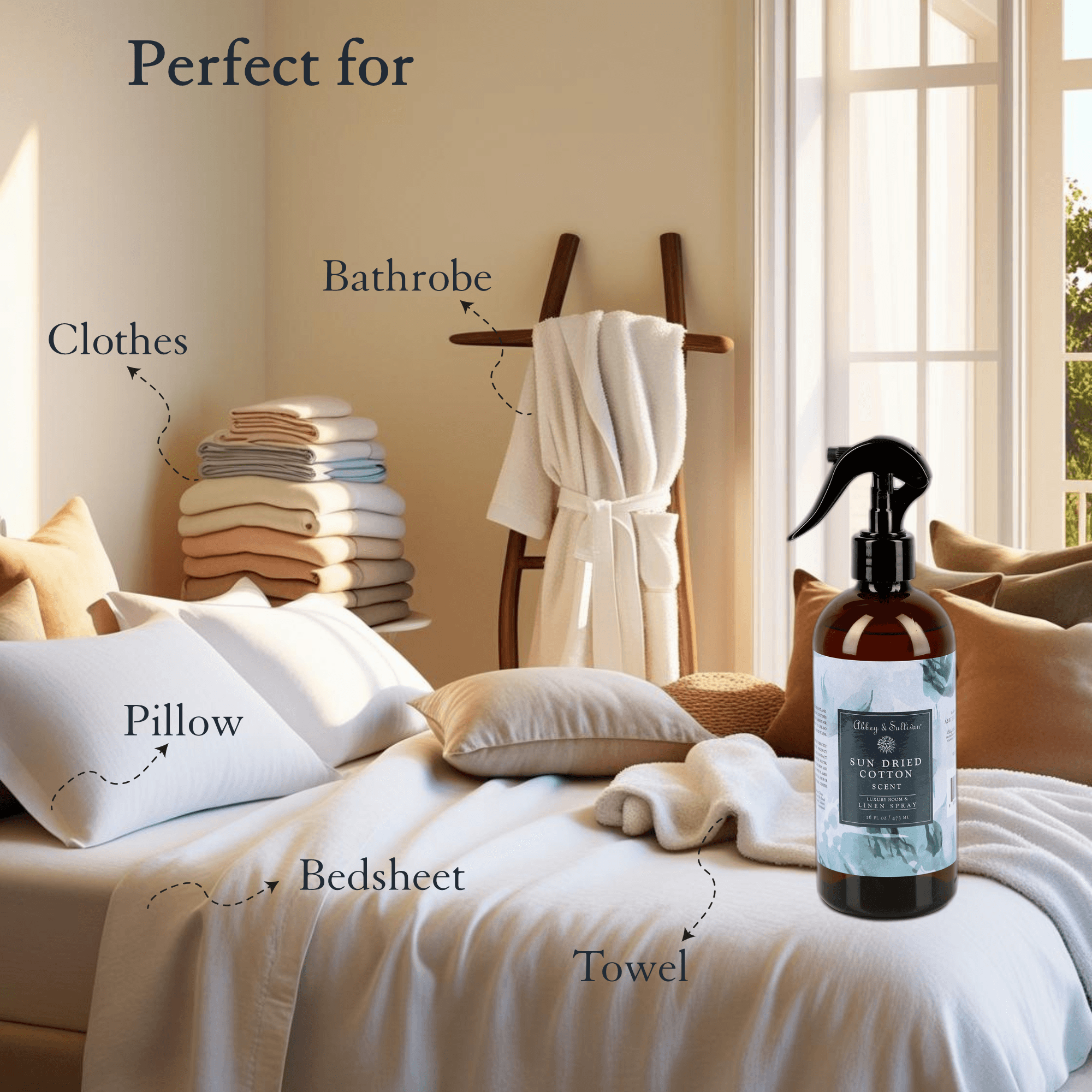 Best linen and room sprays - Sun Dried Cotton - Abbey & Sullivan
