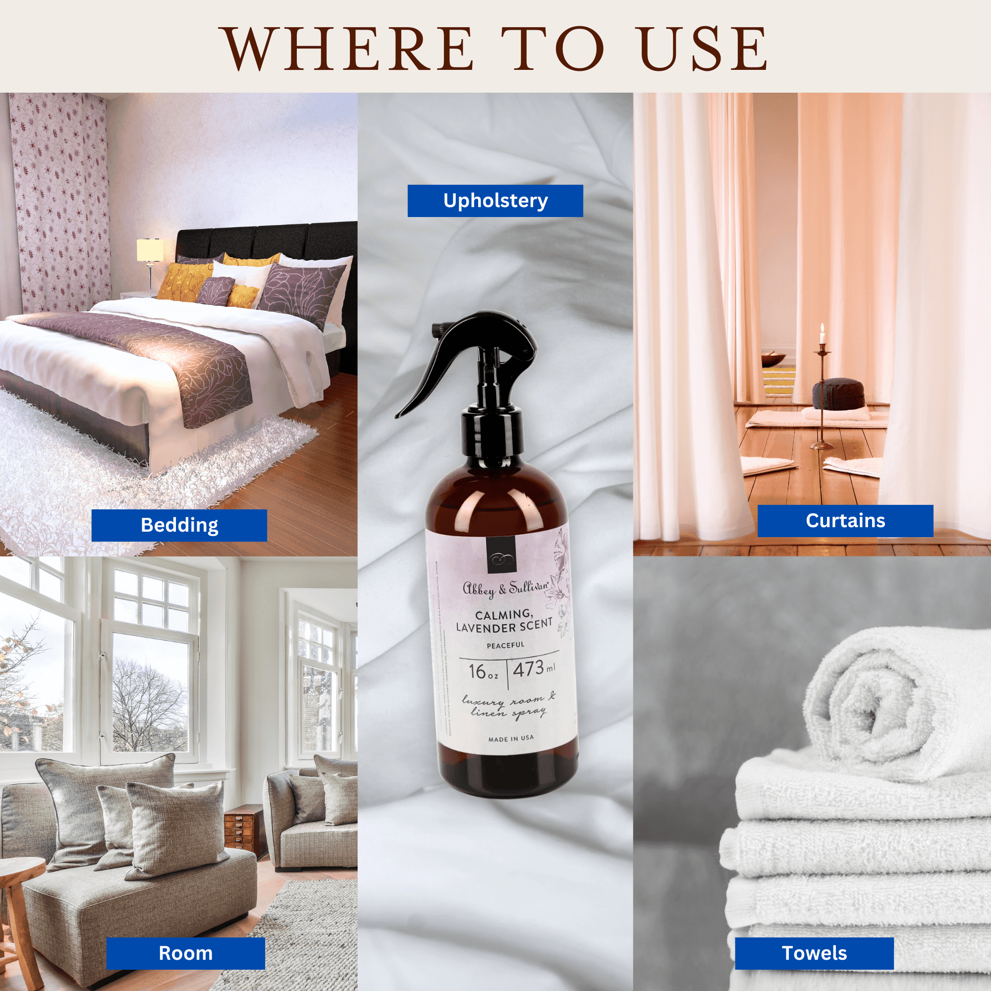 Best linen and room sprays - Peaceful - Abbey & Sullivan