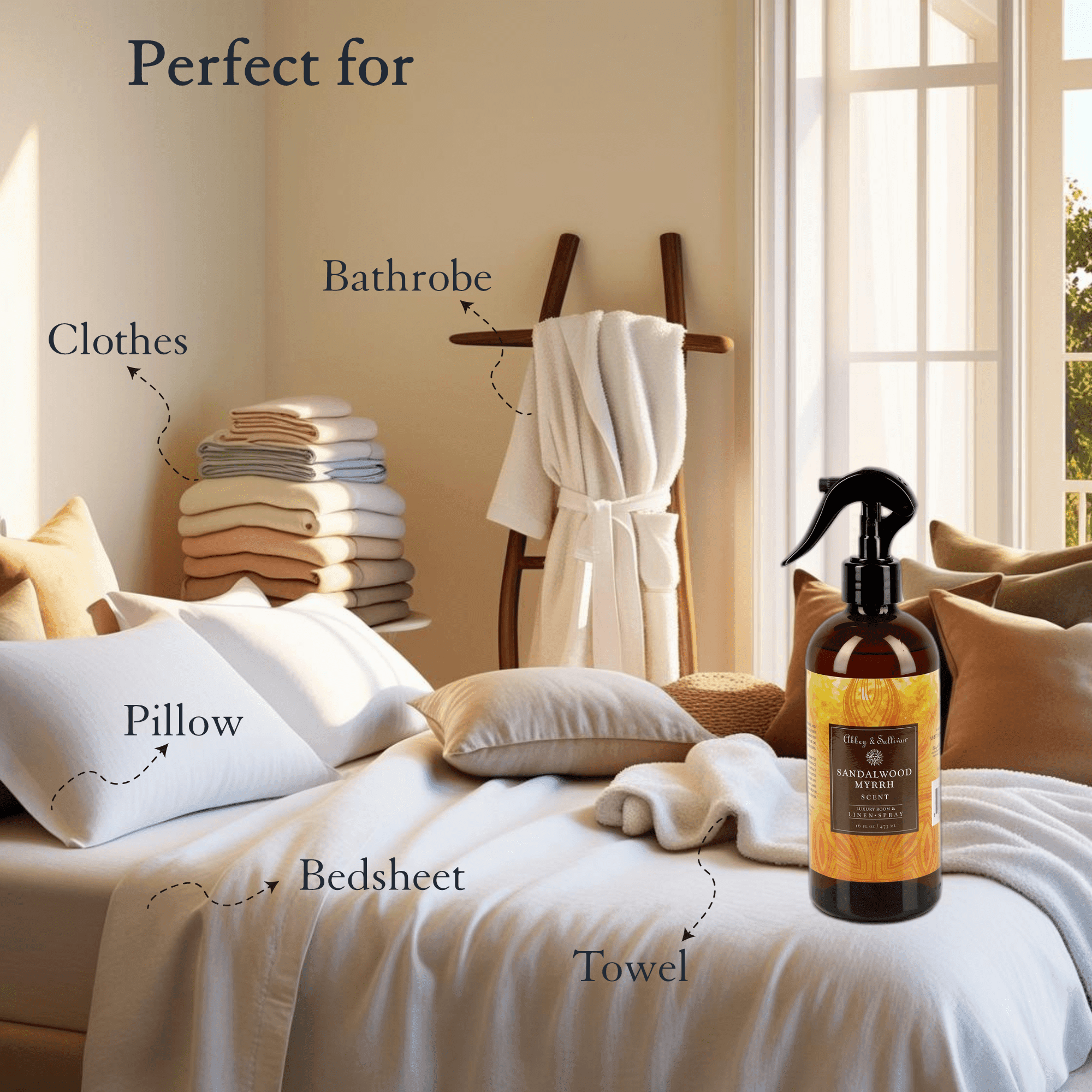Best linen and room sprays - Sandalwood Myrrh - Abbey & Sullivan