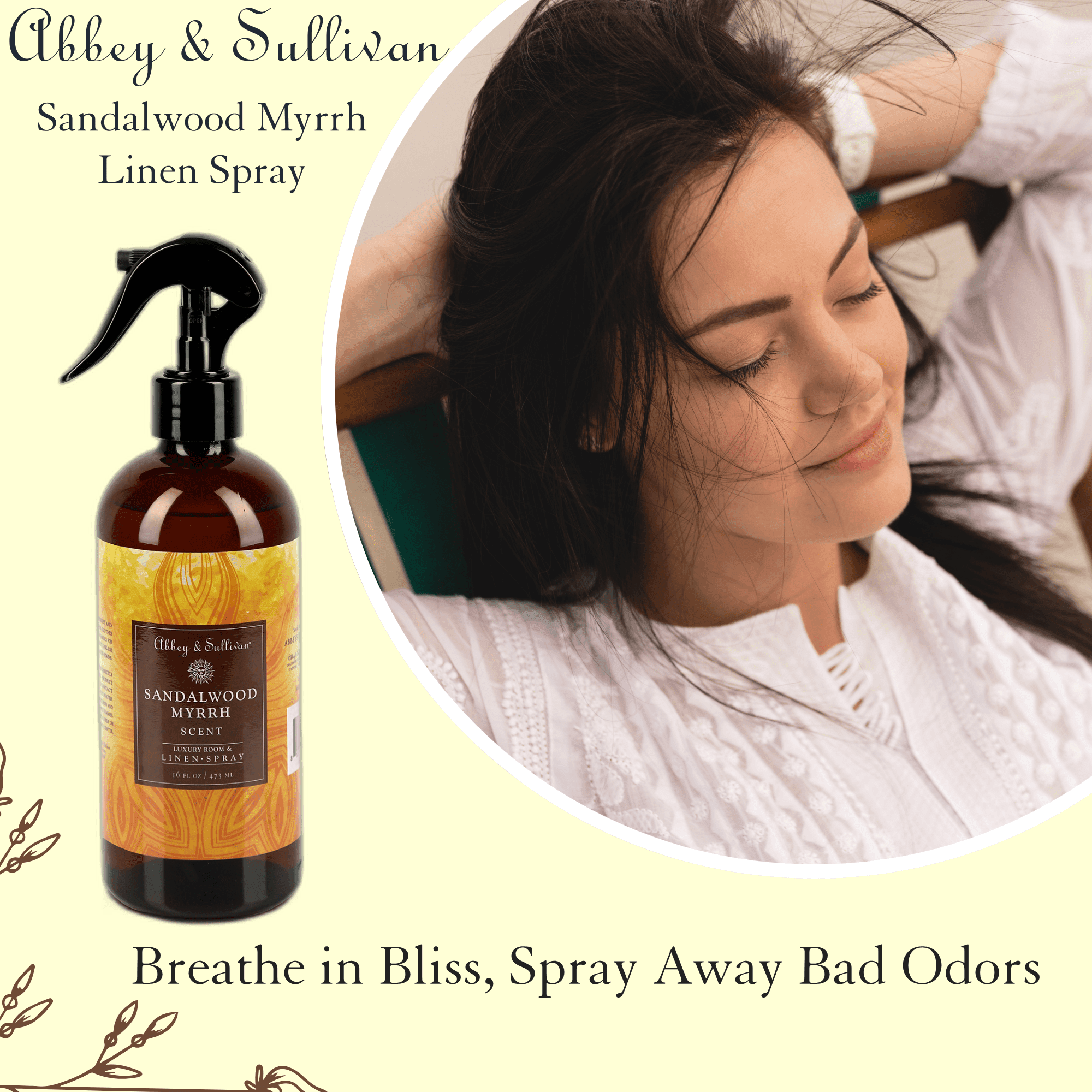 Best linen and room sprays - Sandalwood Myrrh - Abbey & Sullivan