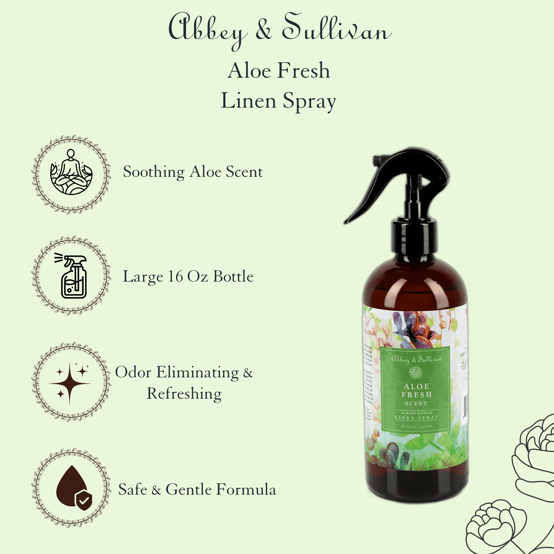 Abbey & Sullivan Linen and Room Sprays, Aloe Fresh LS-1054-16