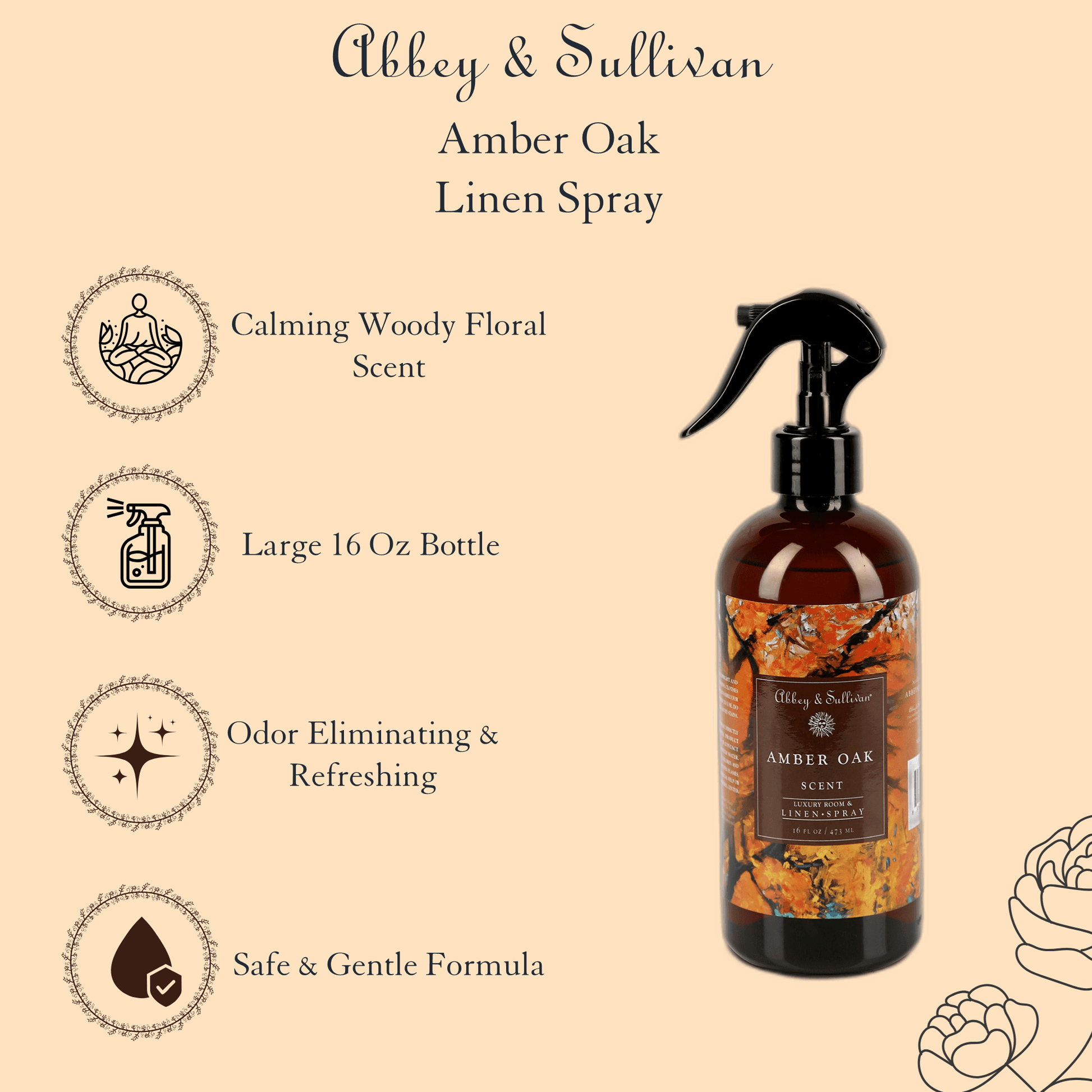 Abbey & Sullivan Linen and Room Sprays, Amber Oak LS-1026-16