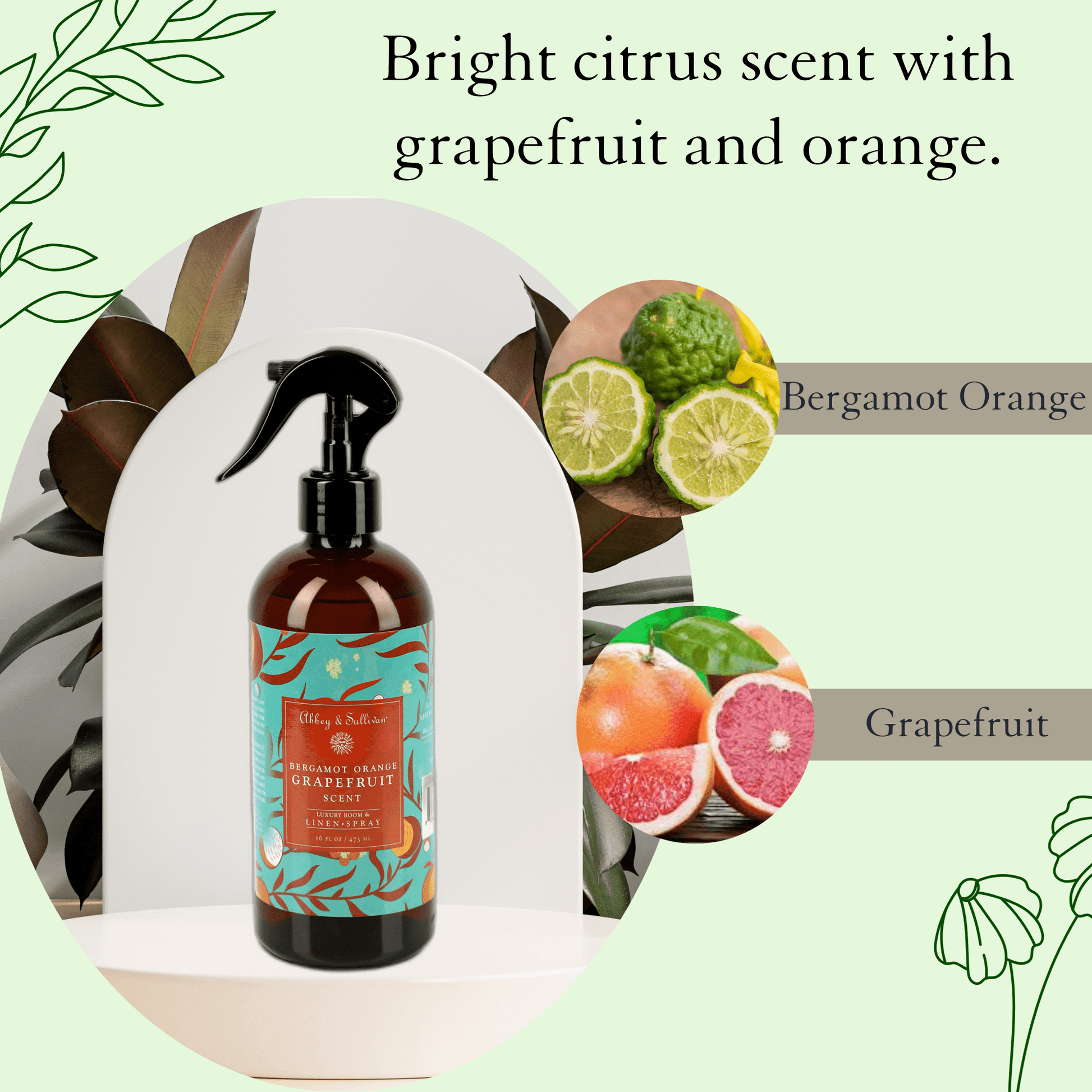 Abbey & Sullivan Linen and Room Sprays, Bergamot Orange Grapefruit LS-1005-16