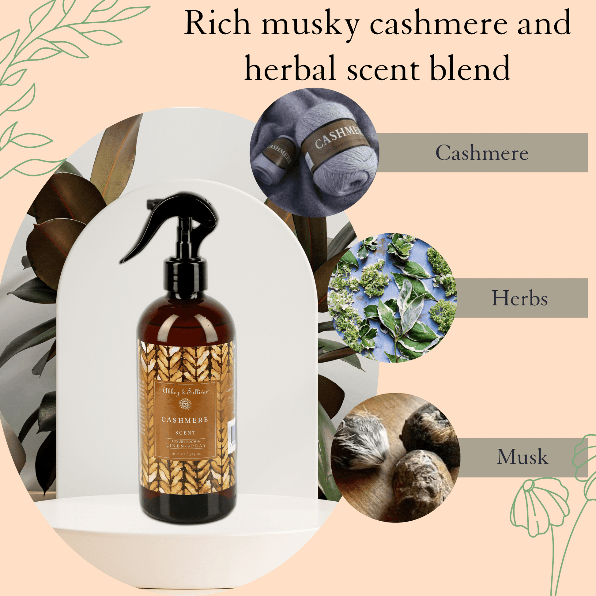 Abbey & Sullivan Linen and Room Sprays, Cashmere LS-1027-16