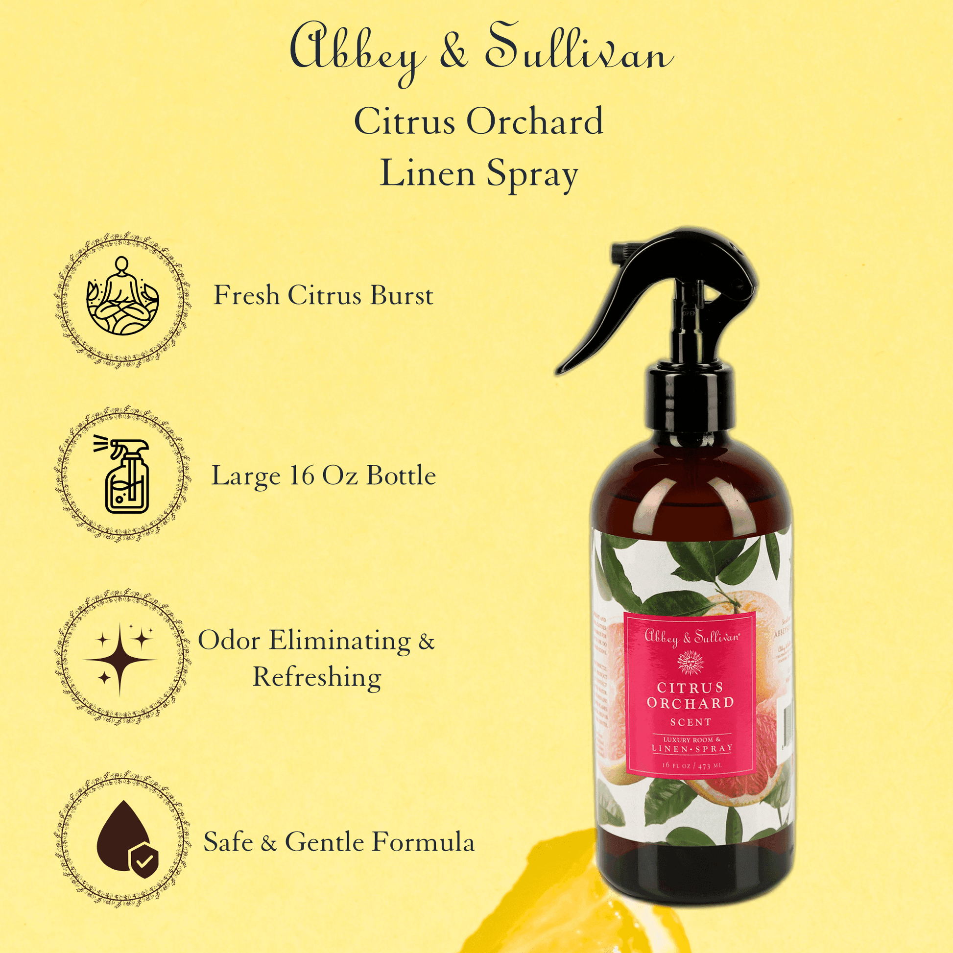 Abbey & Sullivan Linen and Room Sprays, Citrus Orchard LS-1037-16