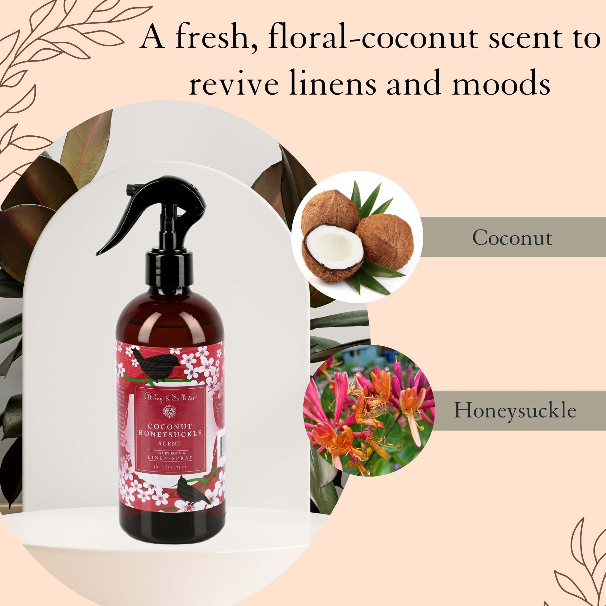 Abbey & Sullivan Linen and Room Sprays, Coconut Honeysuckle LS-1006-16
