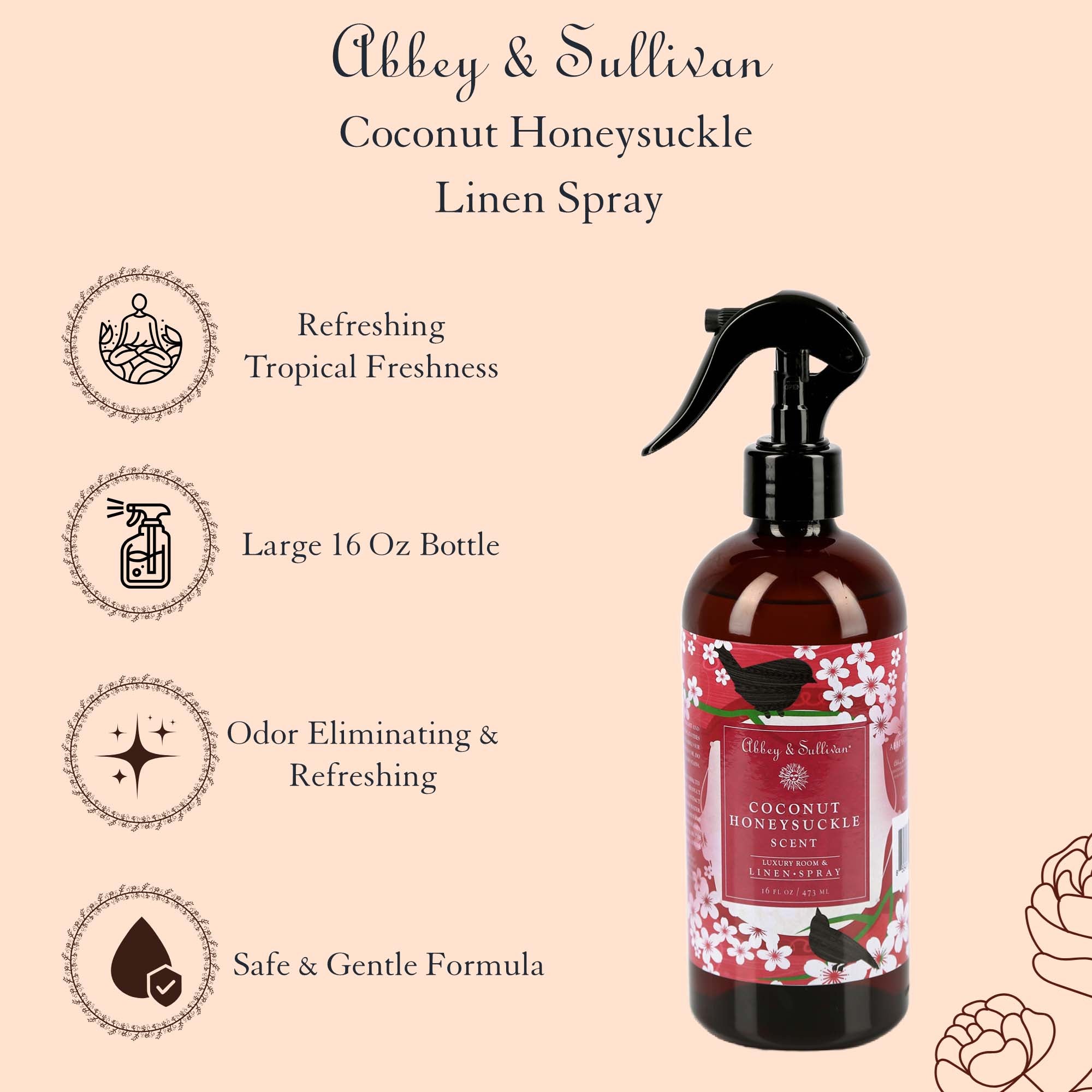 Coconut Honeysuckle Linen and Room Spray Online | Abbey & Sullivan
