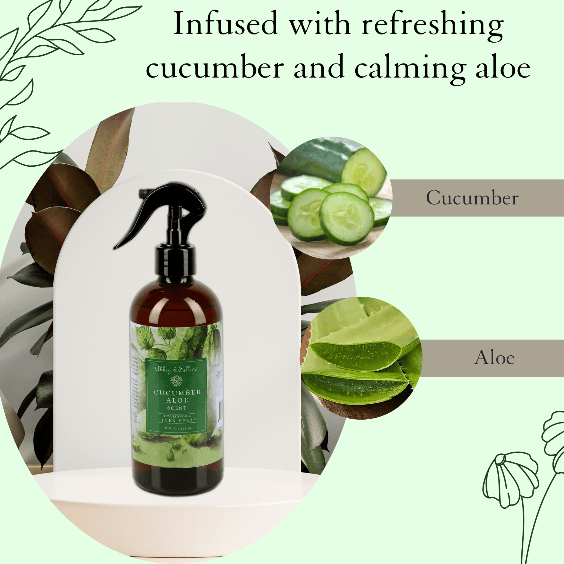 Abbey & Sullivan Linen and Room Sprays, Cucumber Aloe LS-1055-16