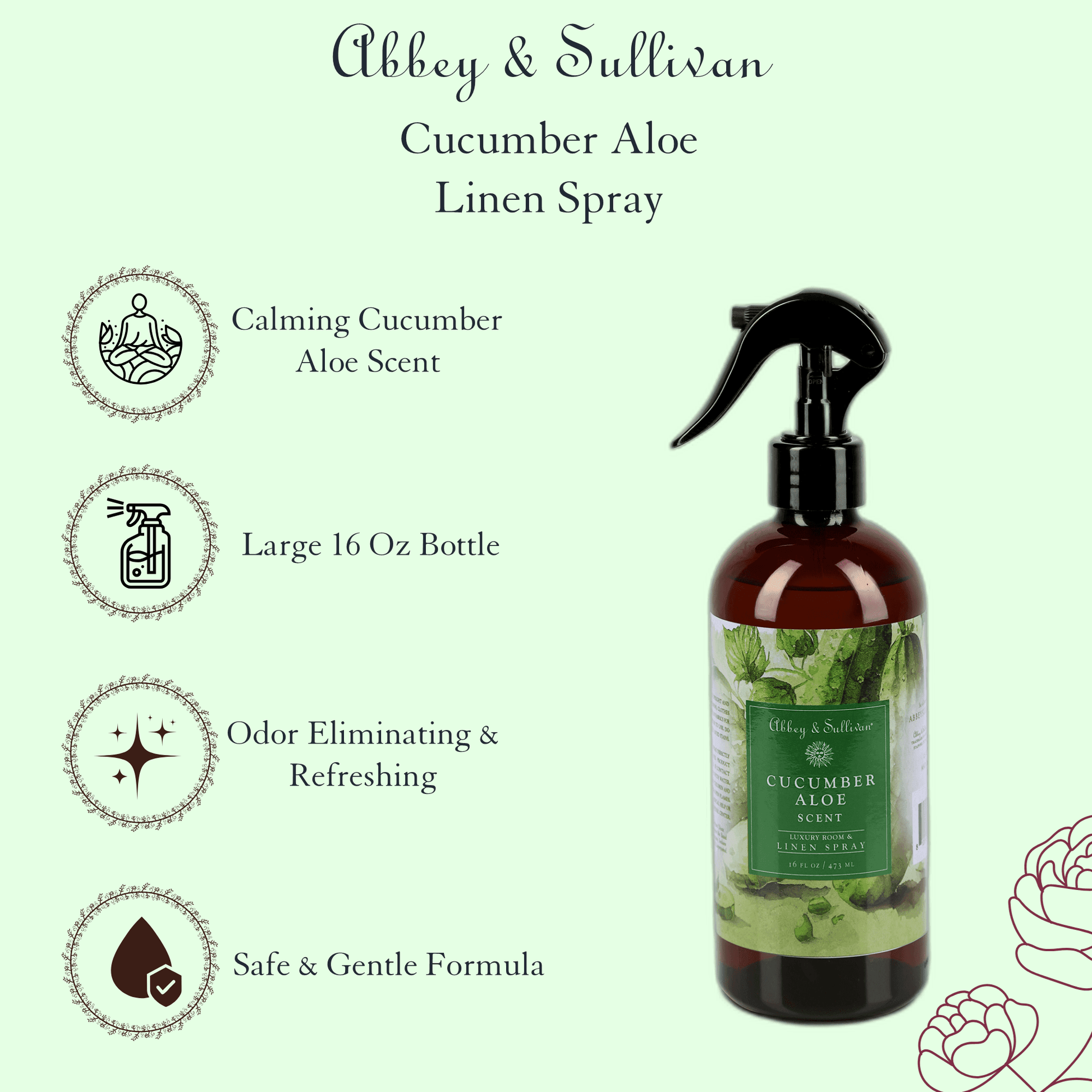 Abbey & Sullivan Linen and Room Sprays, Cucumber Aloe LS-1055-16