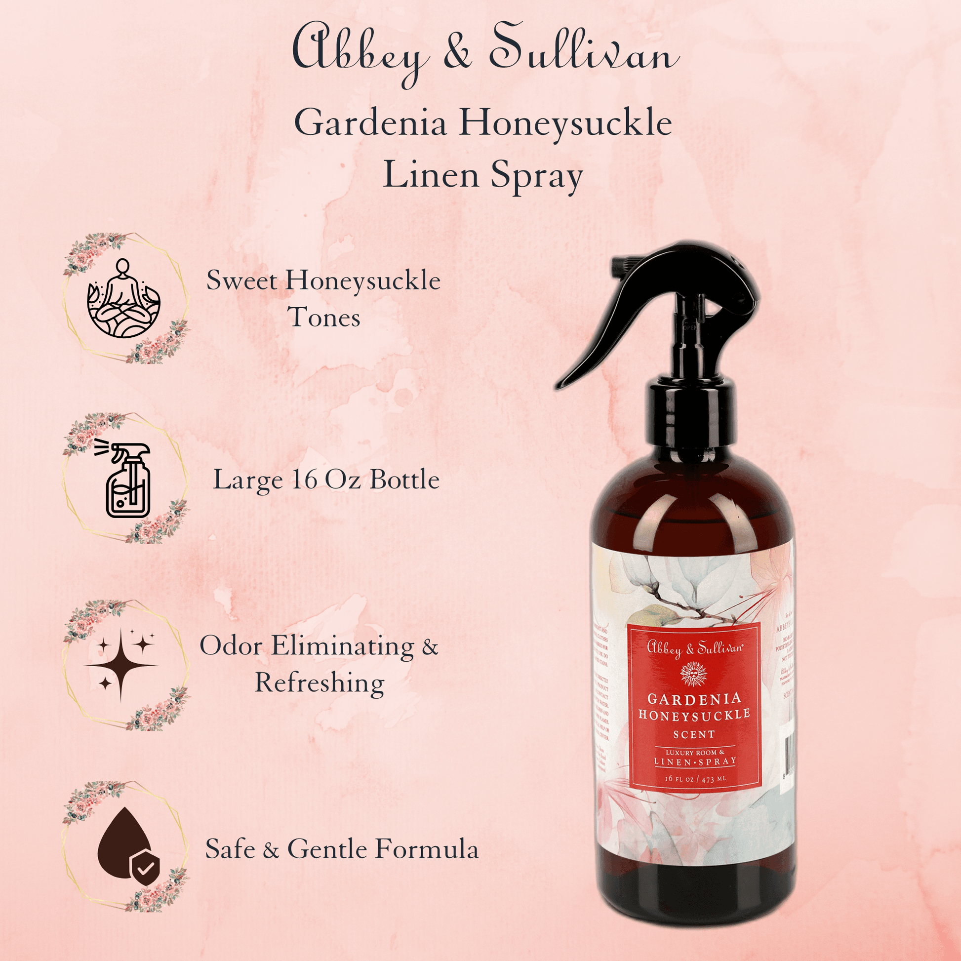 Abbey & Sullivan Linen and Room Sprays, Gardenia Honeysuckle LS-1058-16