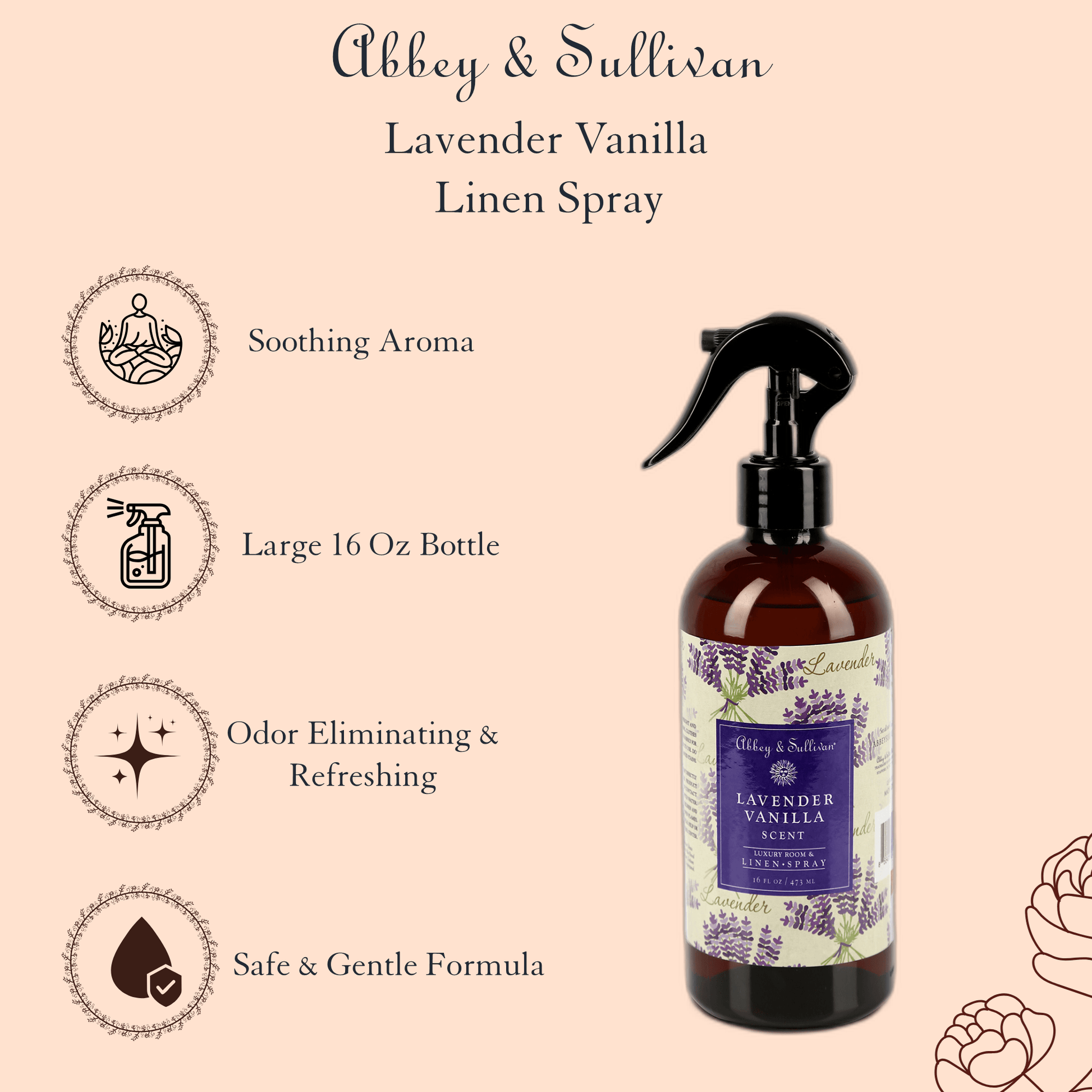 Abbey & Sullivan Linen and Room Sprays, Lavender Vanilla LS-1003-16