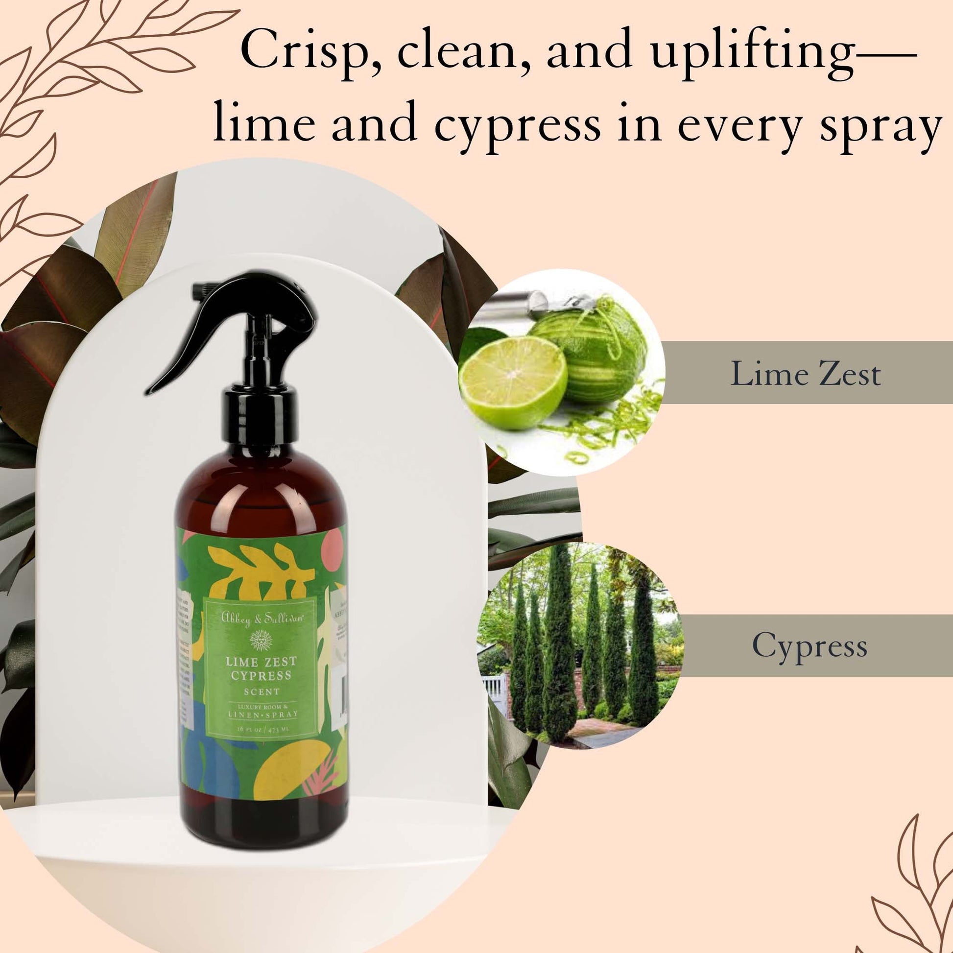 Abbey & Sullivan Linen and Room Sprays, Lime Zest Cypress LS-1043-16