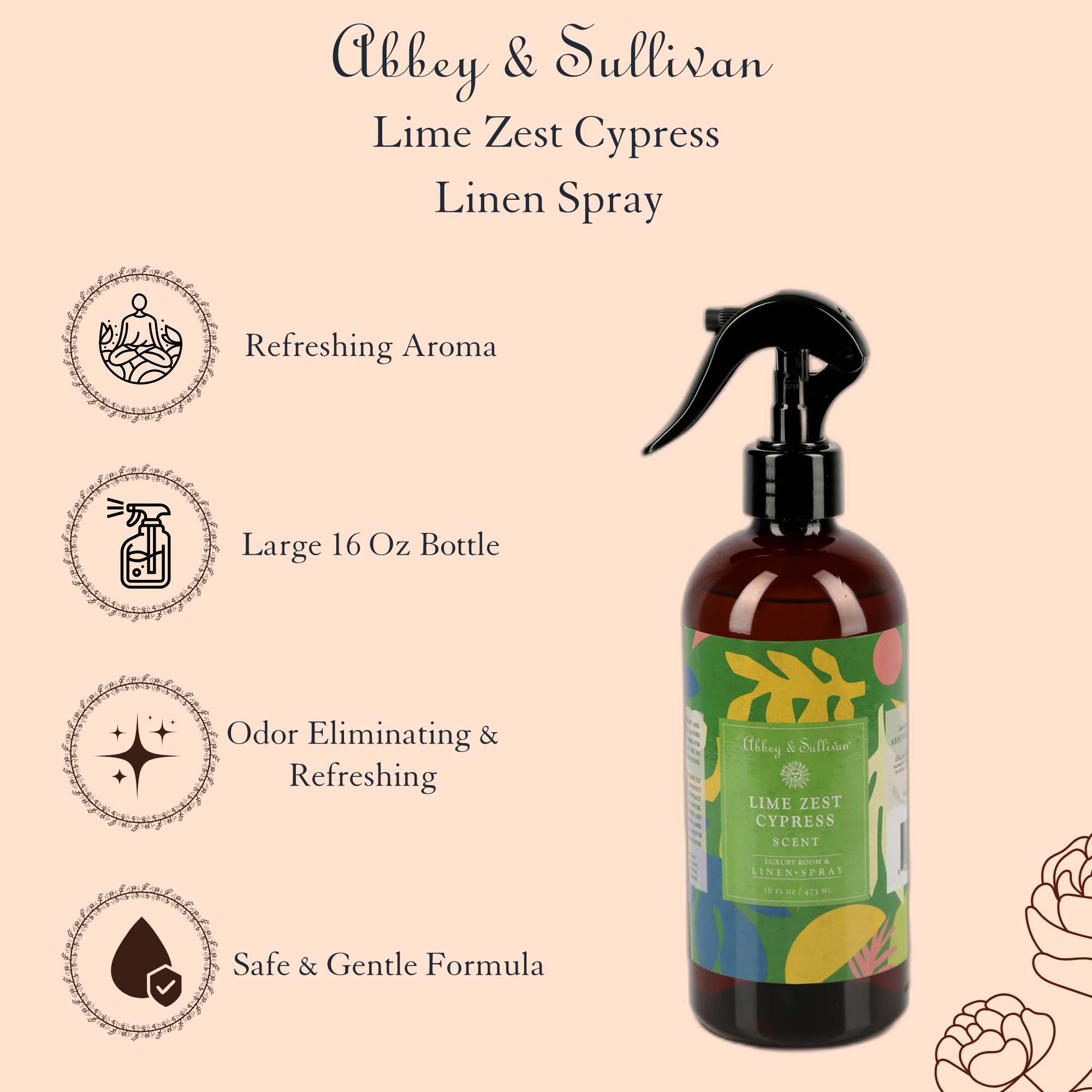Linen and Room Sprays, Lime Zest Cypress – Abbey & Sullivan