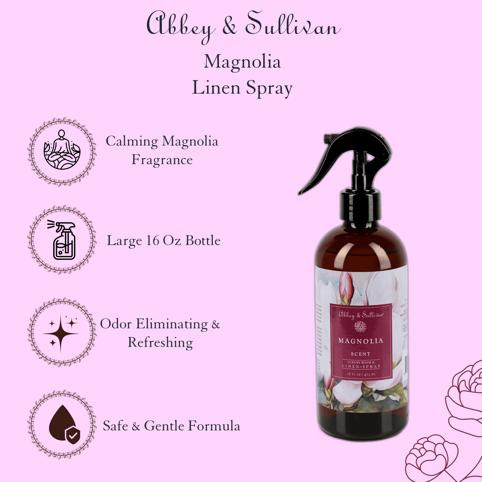 Abbey & Sullivan Linen and Room Sprays, Magnolia LS-1061-16