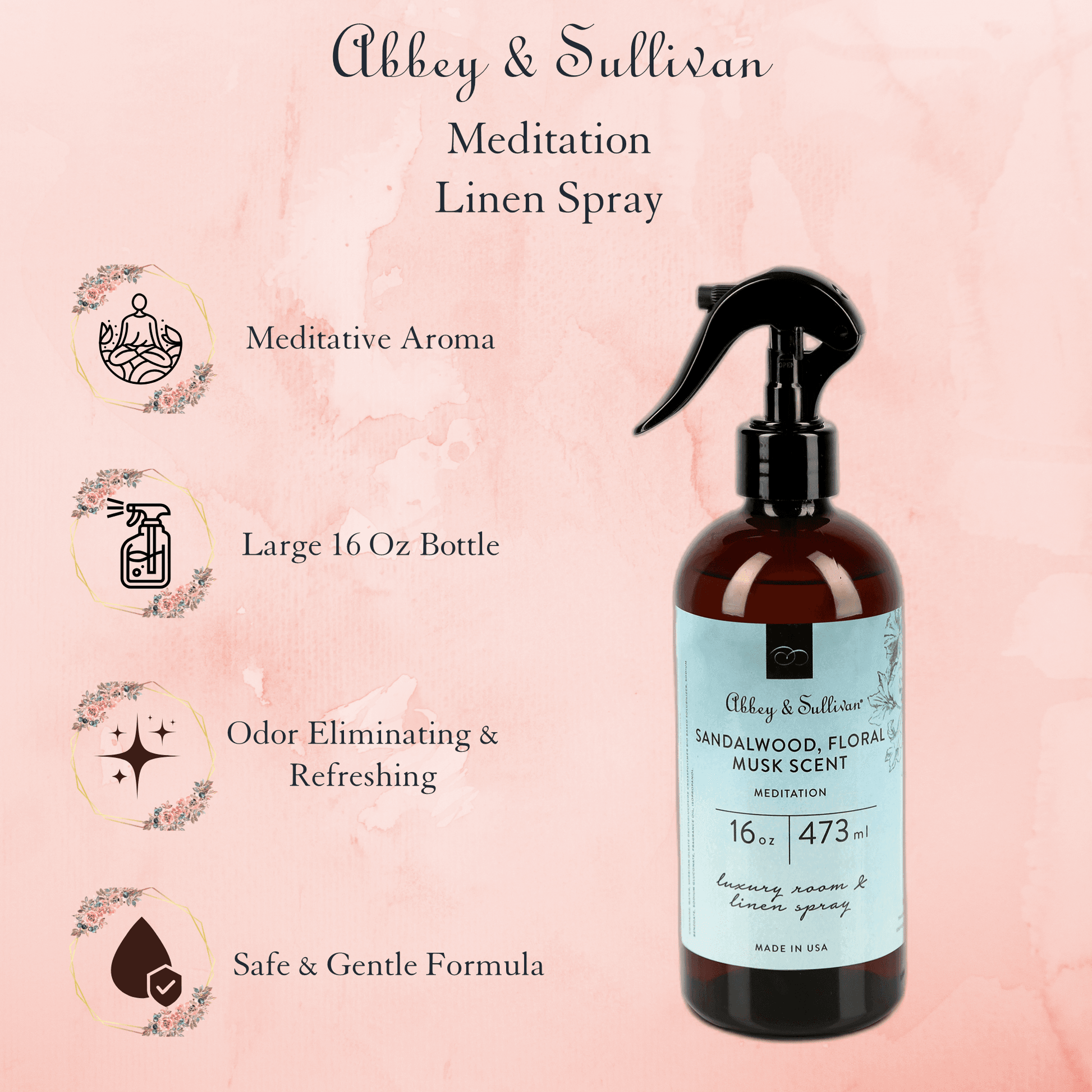 Abbey & Sullivan Linen and Room sprays, Meditation RS-5001-16