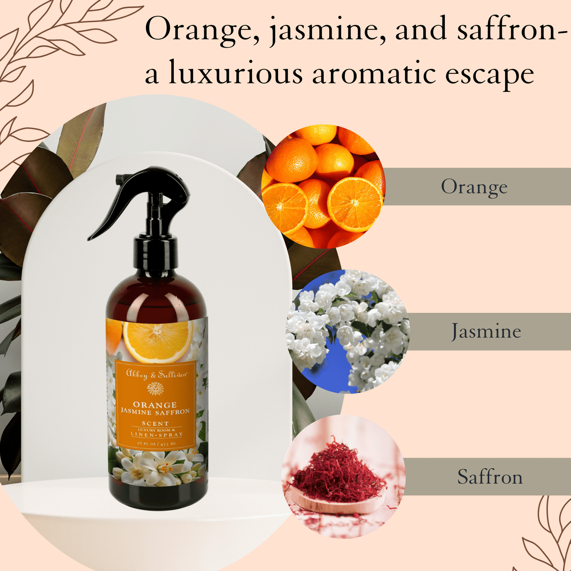 Abbey & Sullivan Linen and Room Sprays, Orange Jasmine Saffron LS-1065-16