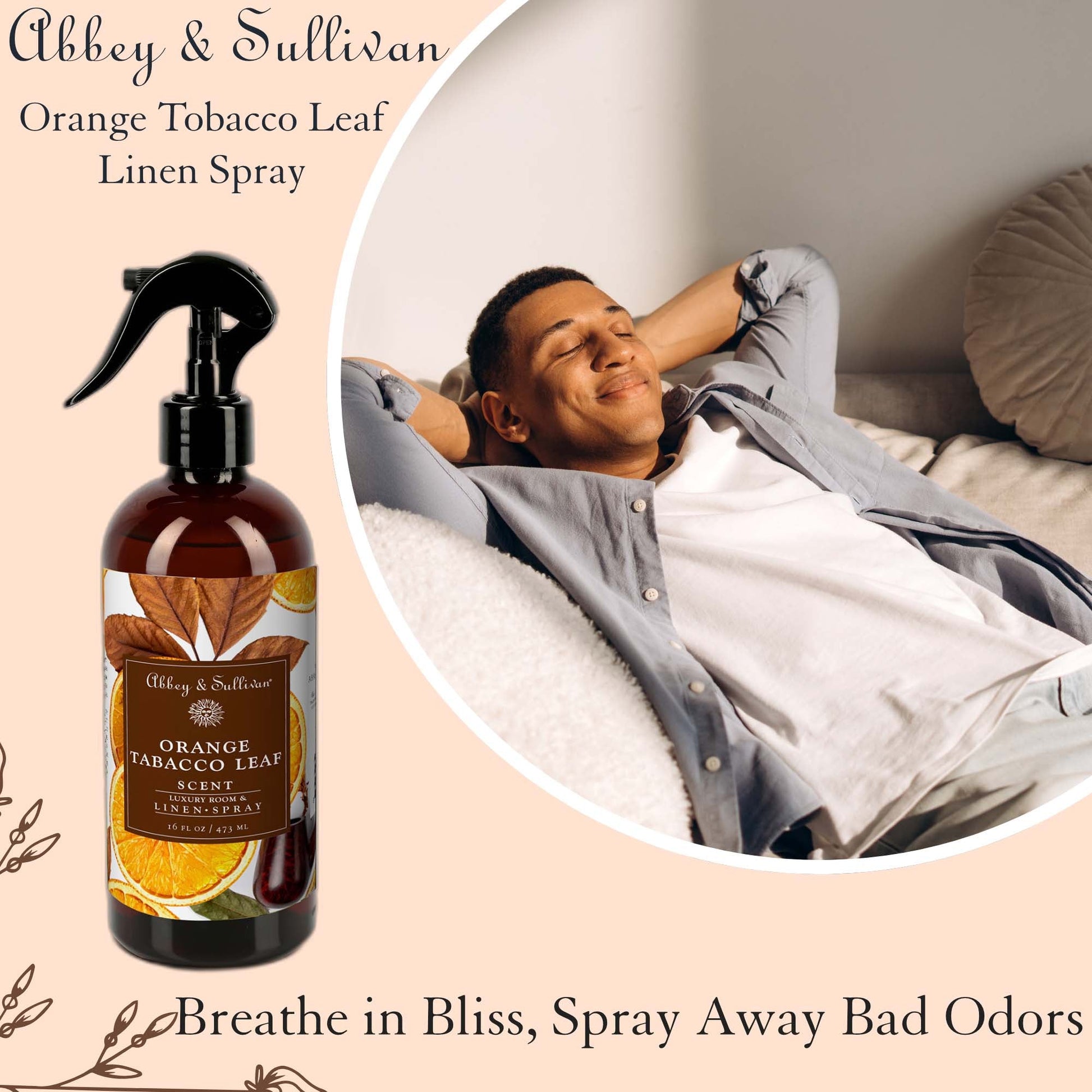 Abbey & Sullivan Linen and Room Sprays, Orange Tobacco Leaf, 16 oz. LS-1064-16