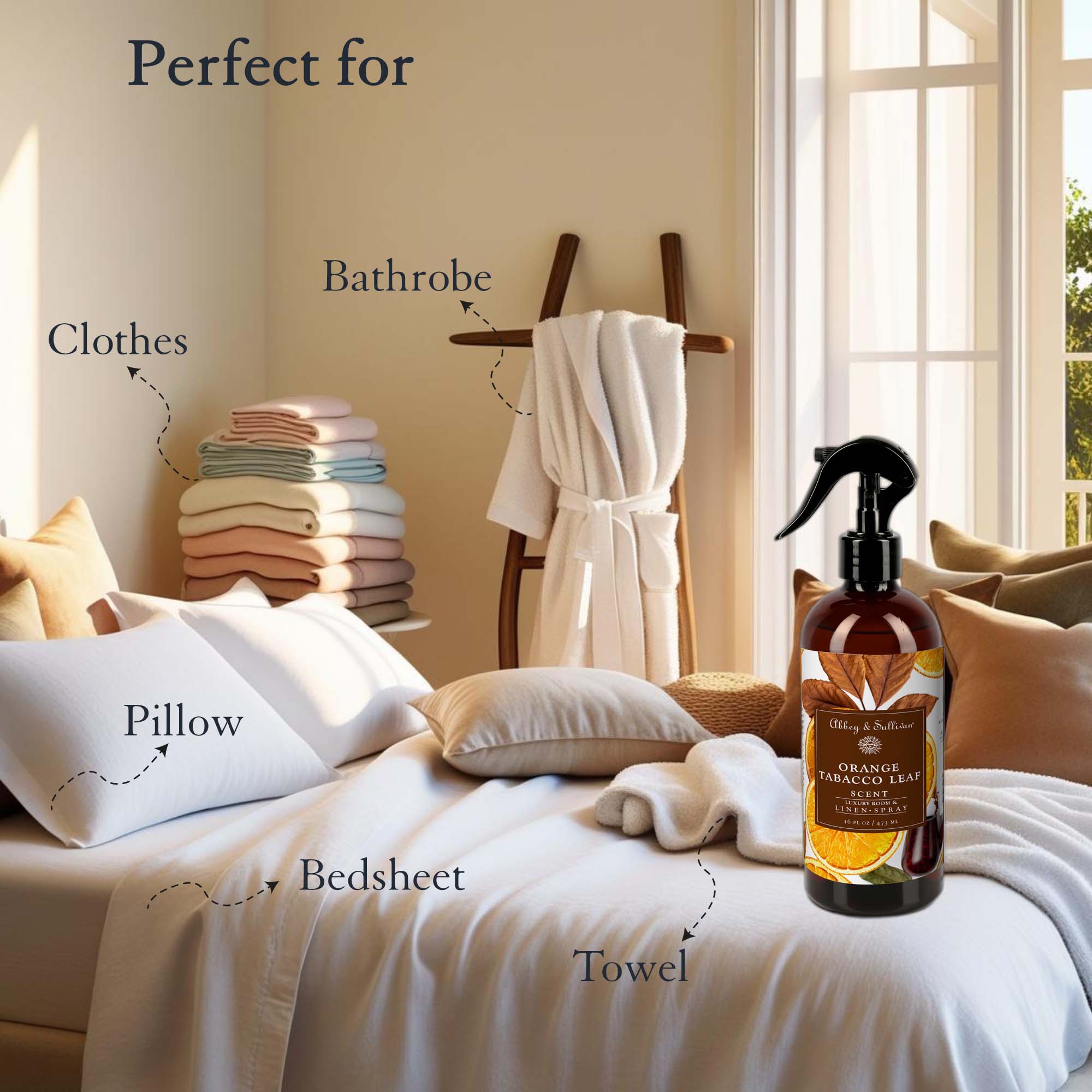 Linen and Room Sprays, Orange Tobacco Leaf Scent – Abbey & Sullivan