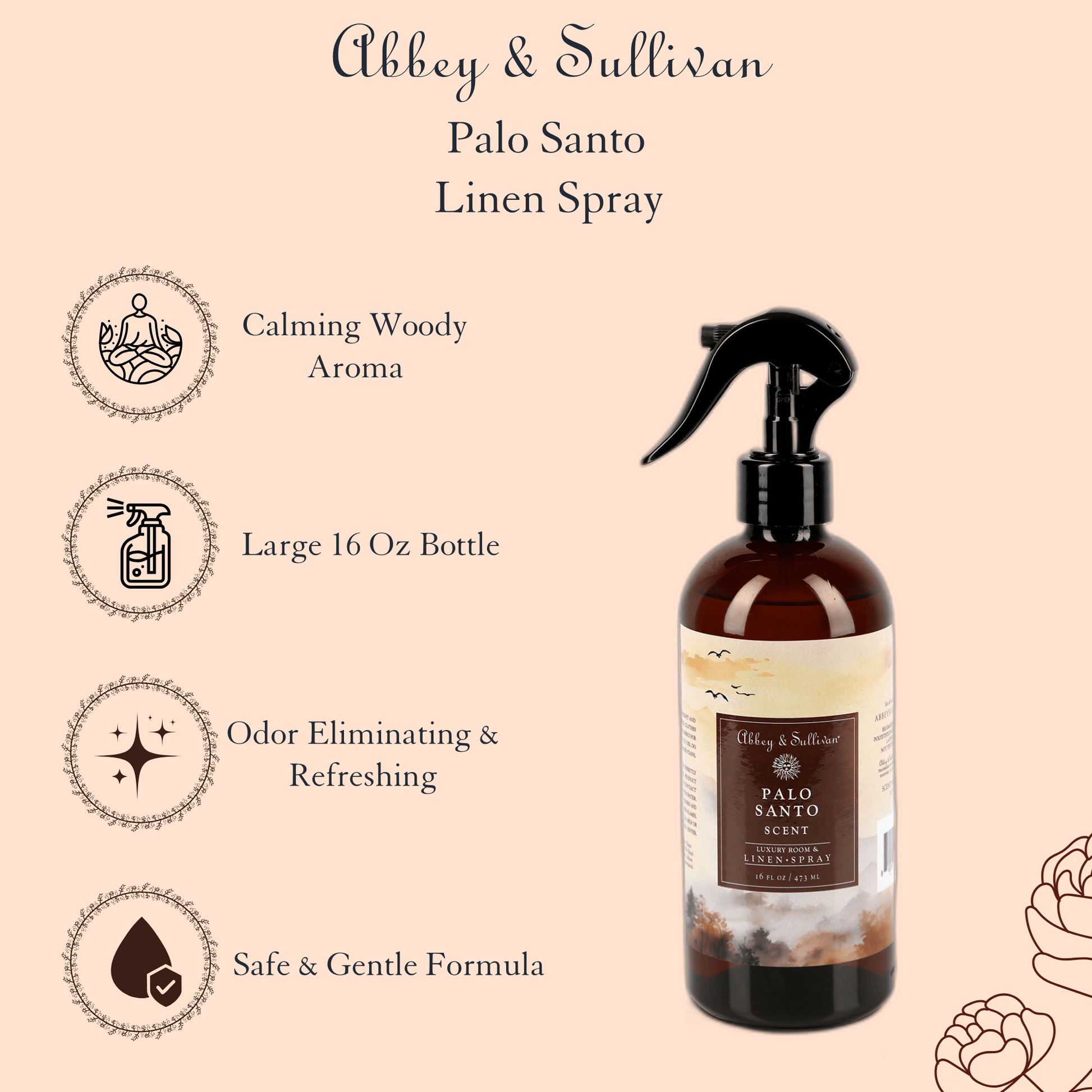 Abbey & Sullivan Linen and Room Sprays, Palo Santo LS-1059-16