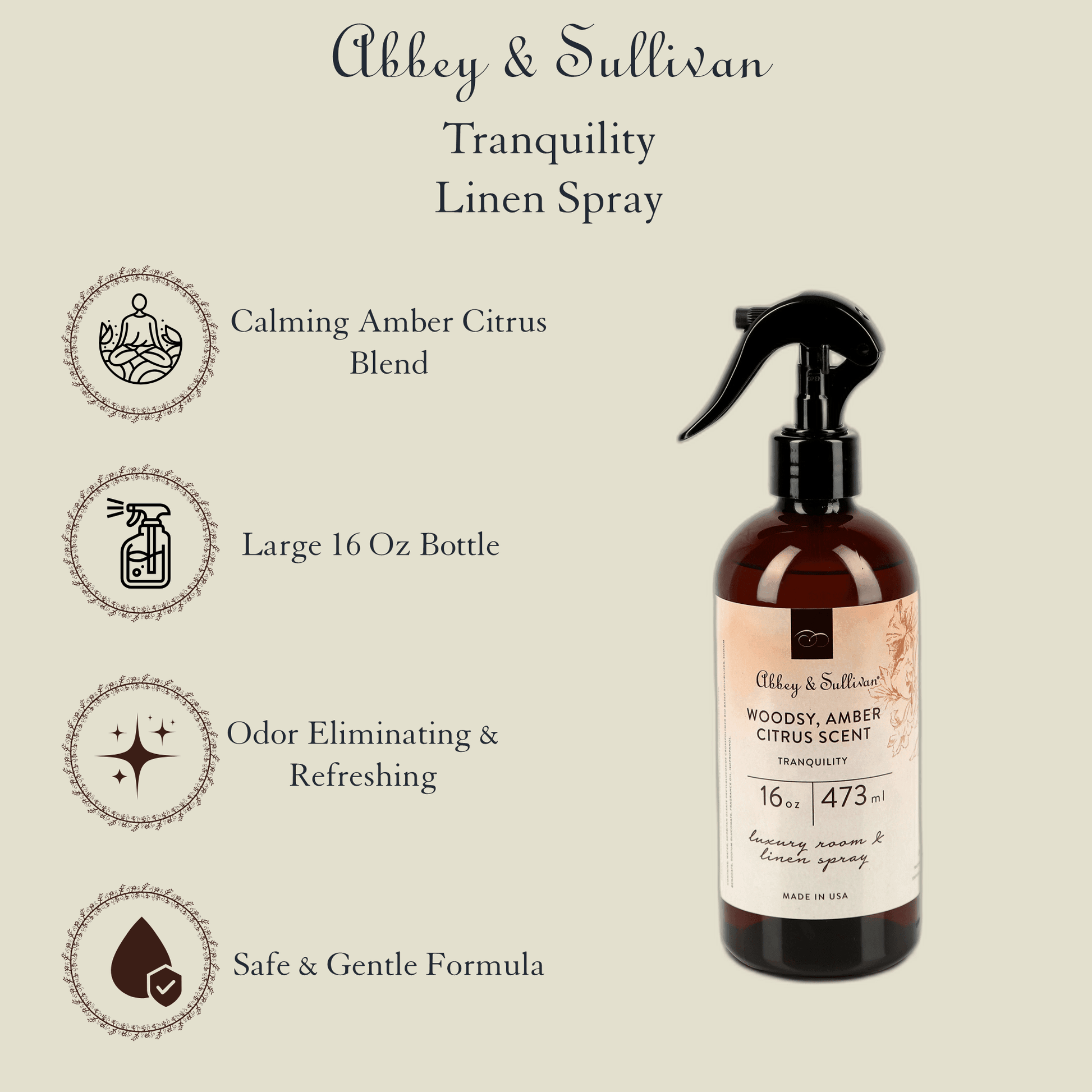 Abbey & Sullivan Linen and Room Sprays, Tranquility RS-5002-16