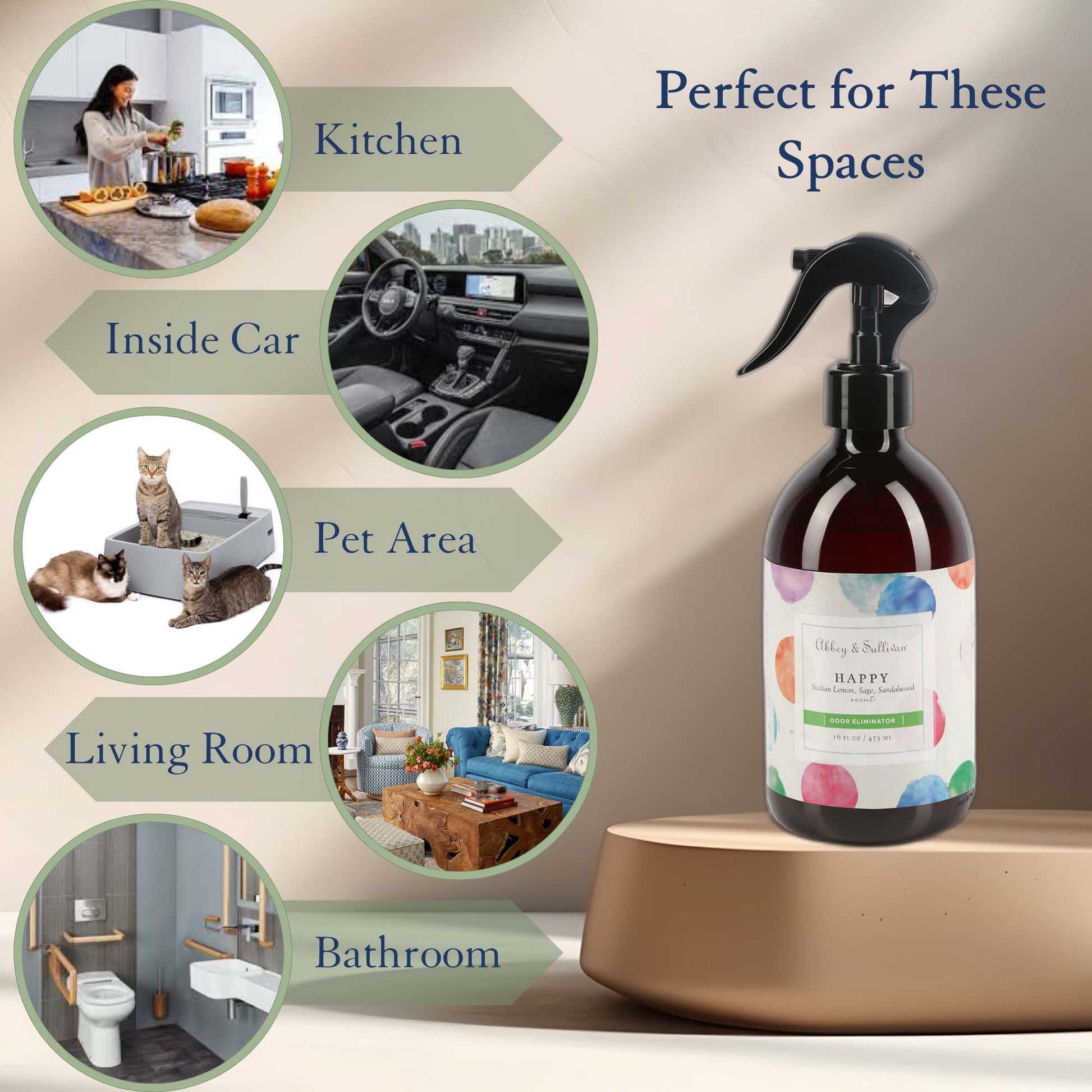 Abbey & Sullivan Odor Eliminator Sprays, Happy AS-SOD6004-16