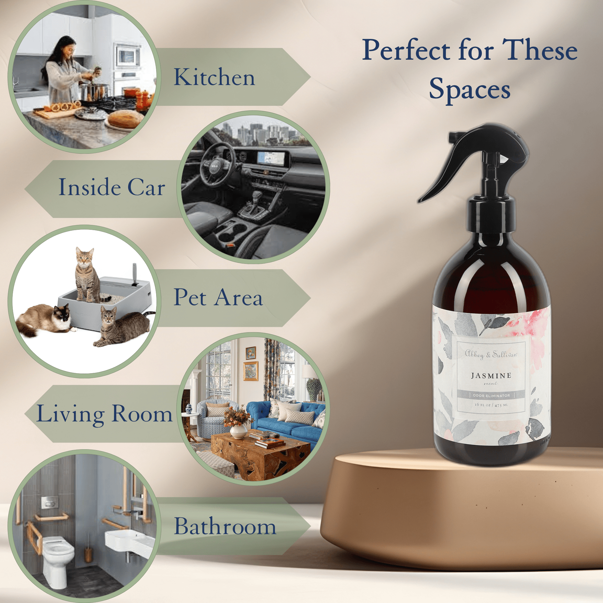 Abbey & Sullivan Odor Eliminator Sprays, Jasmine AS-SOD3003-16