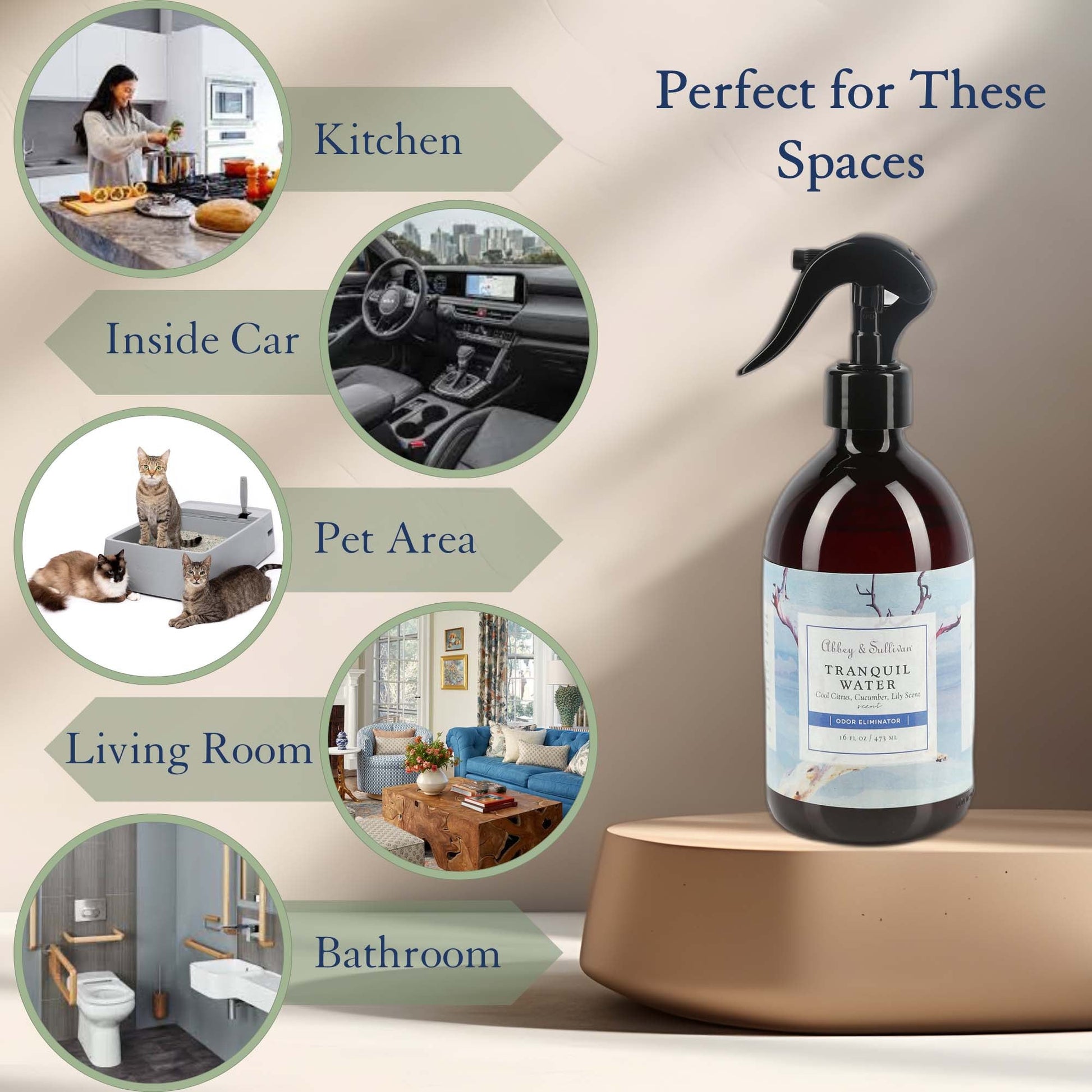 Abbey & Sullivan Odor Eliminator Sprays, Tranquil Water AS-SOD6008-16