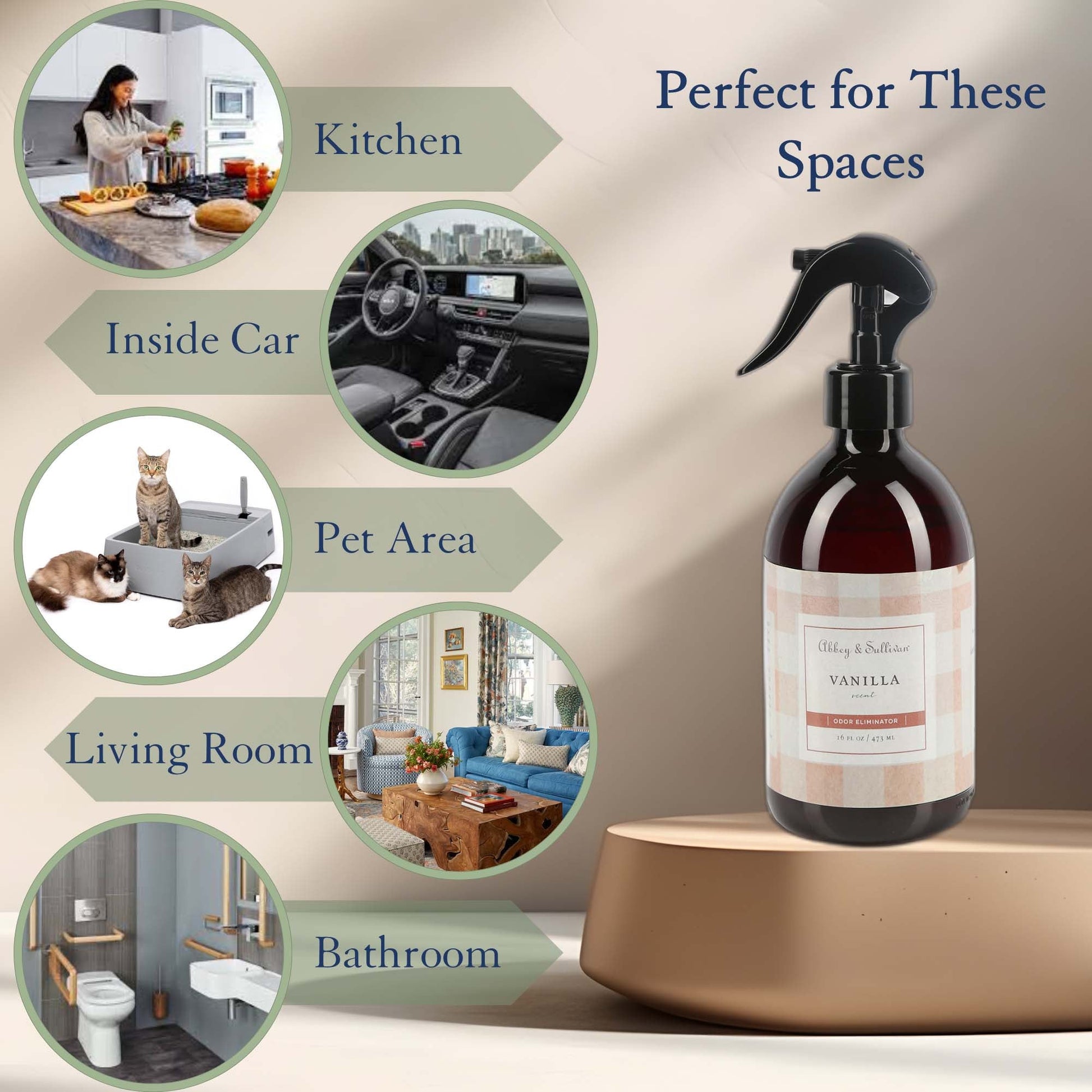 Abbey & Sullivan Odor Eliminator Sprays, Vanilla AS-SOD4006-16