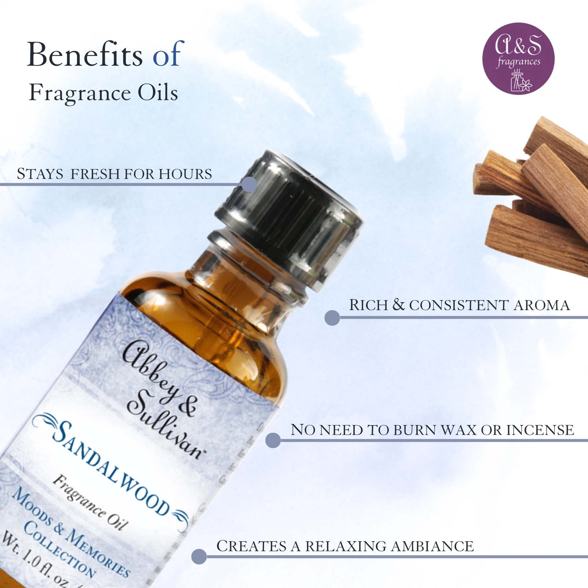 Abbey & Sullivan Premium Fragrance Oil - Sandalwood AS-FO1007-01