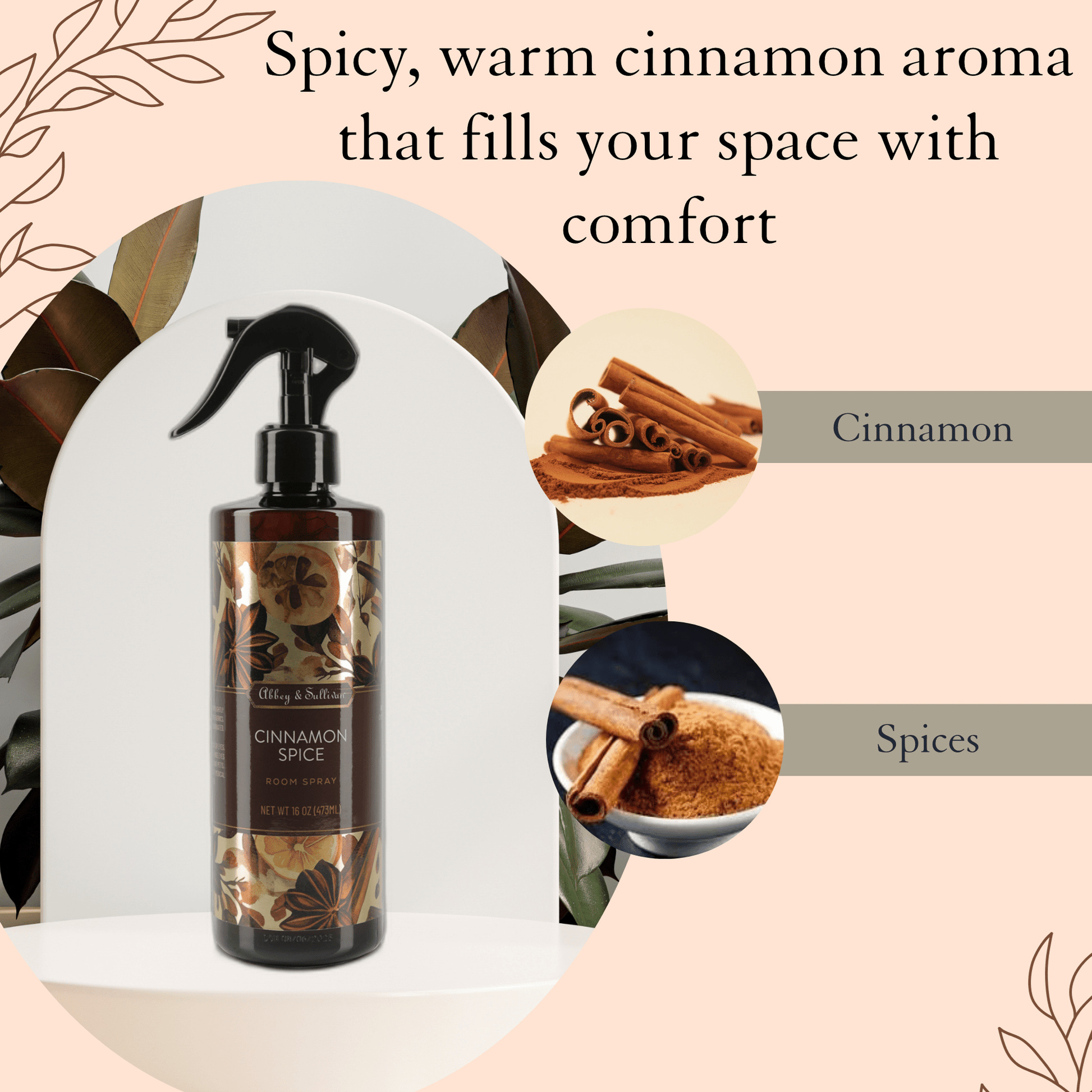 Abbey & Sullivan Room Sprays, Cinnamon Spice, 16 oz. HOLT-3004