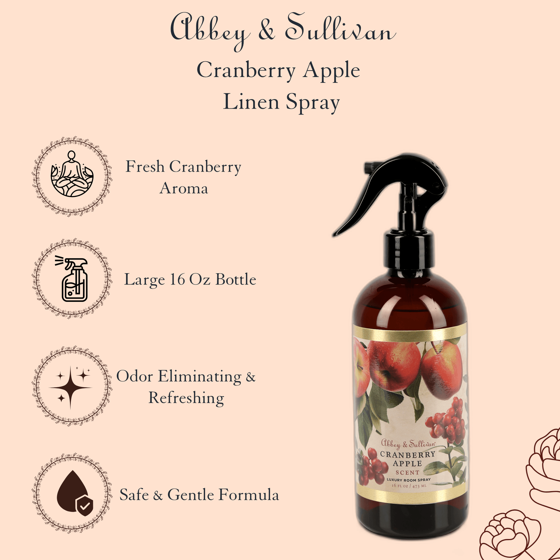 Abbey & Sullivan Room Sprays, Cranberry Apple HOLM-9023