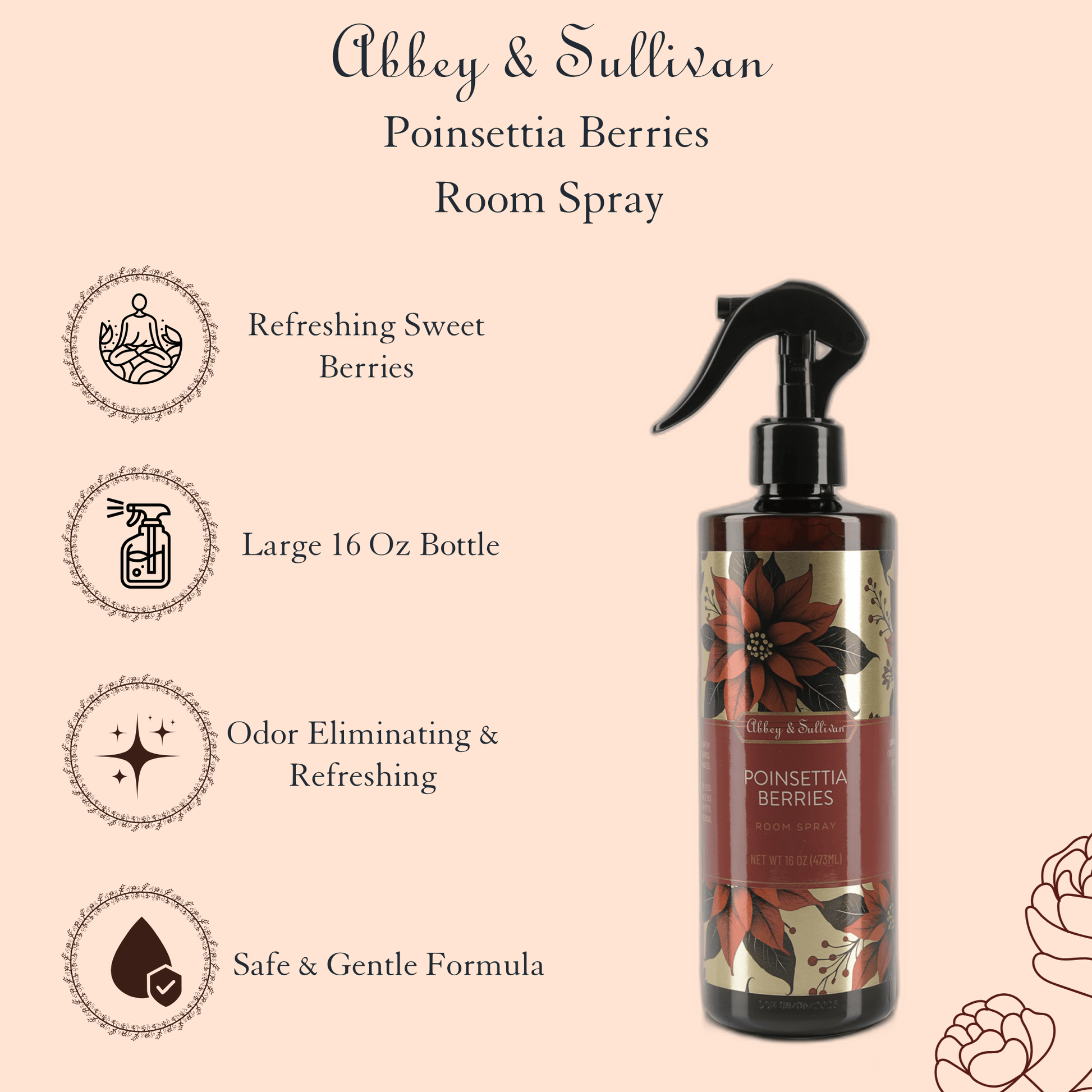 Abbey & Sullivan Room Sprays, Poinsettia Berries, 16 oz. HOLT-3009