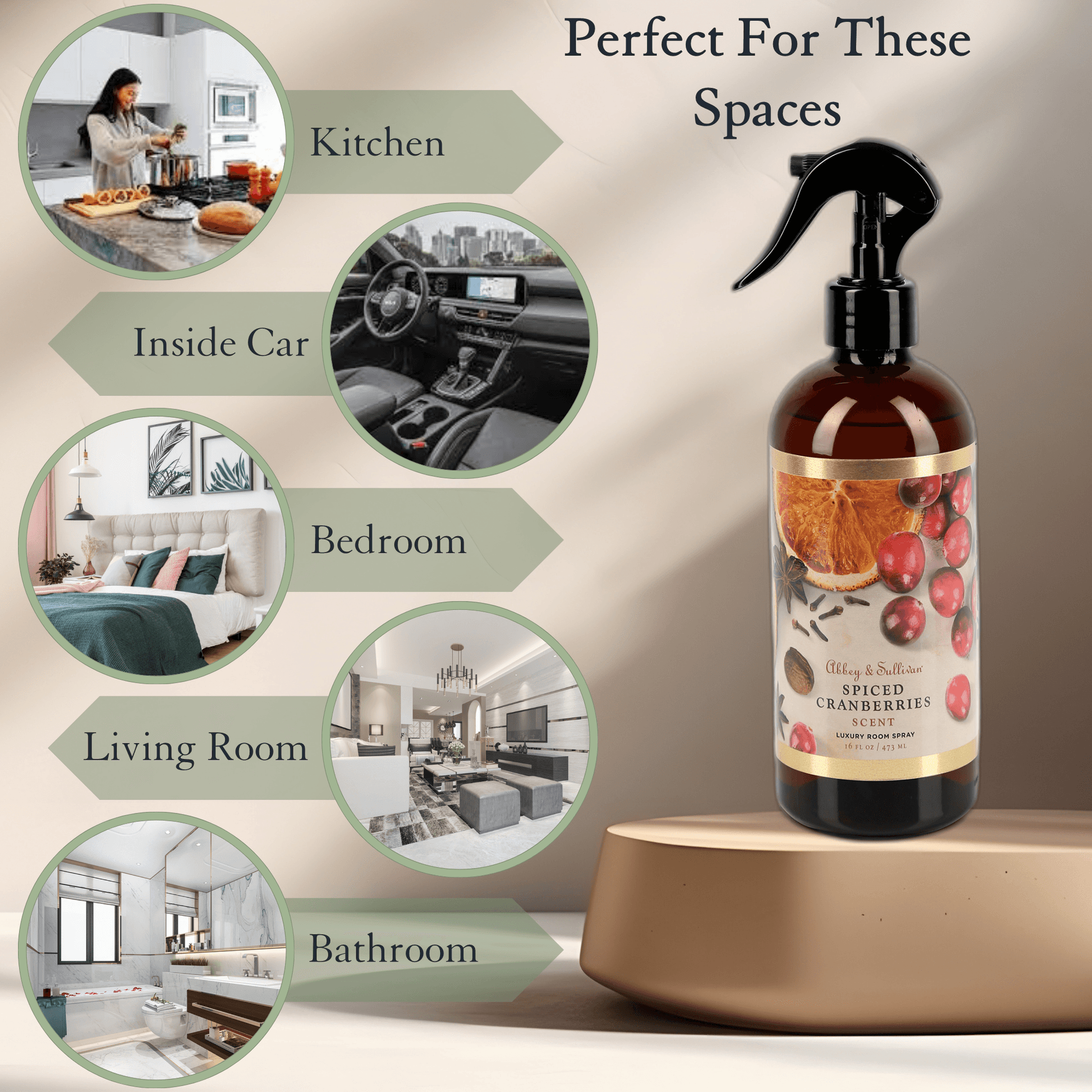 Abbey & Sullivan Room Sprays, Spiced Cranberries HOLM-9010