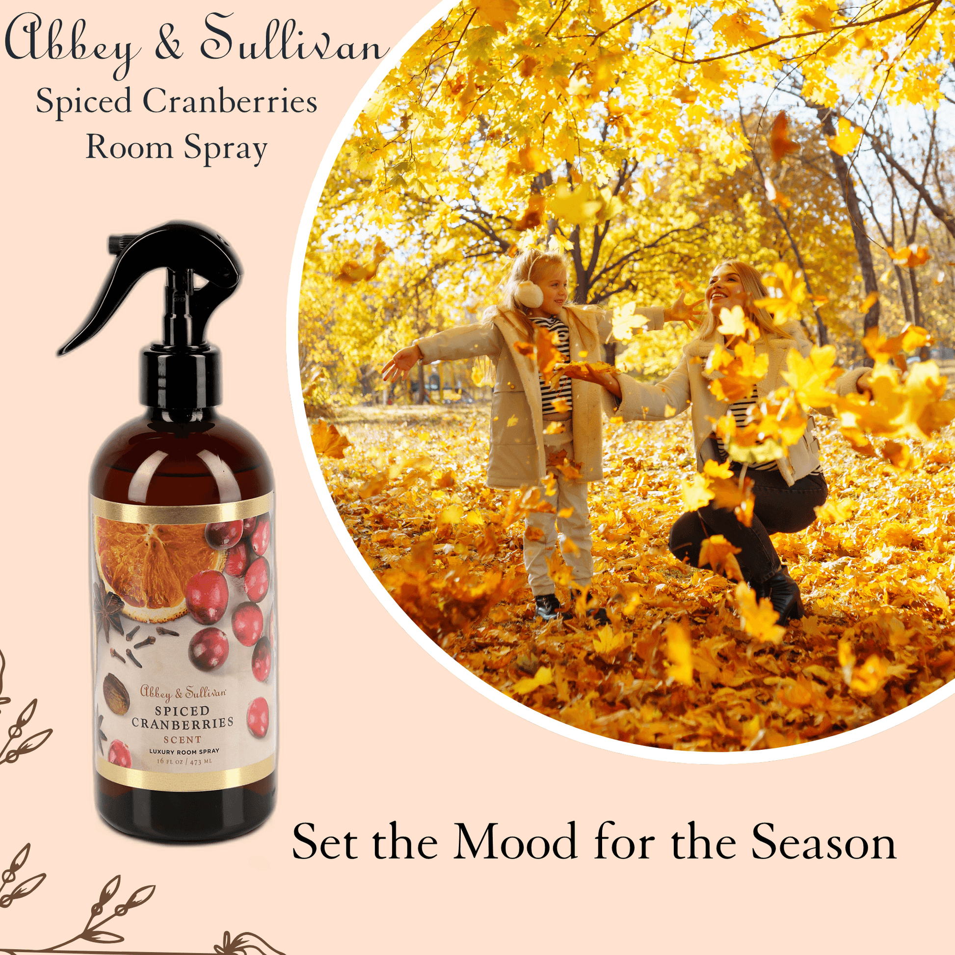 Abbey & Sullivan Room Sprays, Spiced Cranberries HOLM-9010