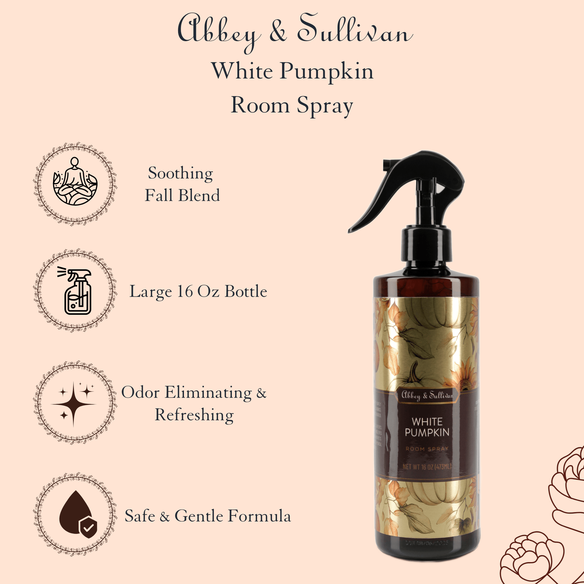 Abbey & Sullivan Room Sprays, White Pumpkin, 16 oz. HOLT-3005
