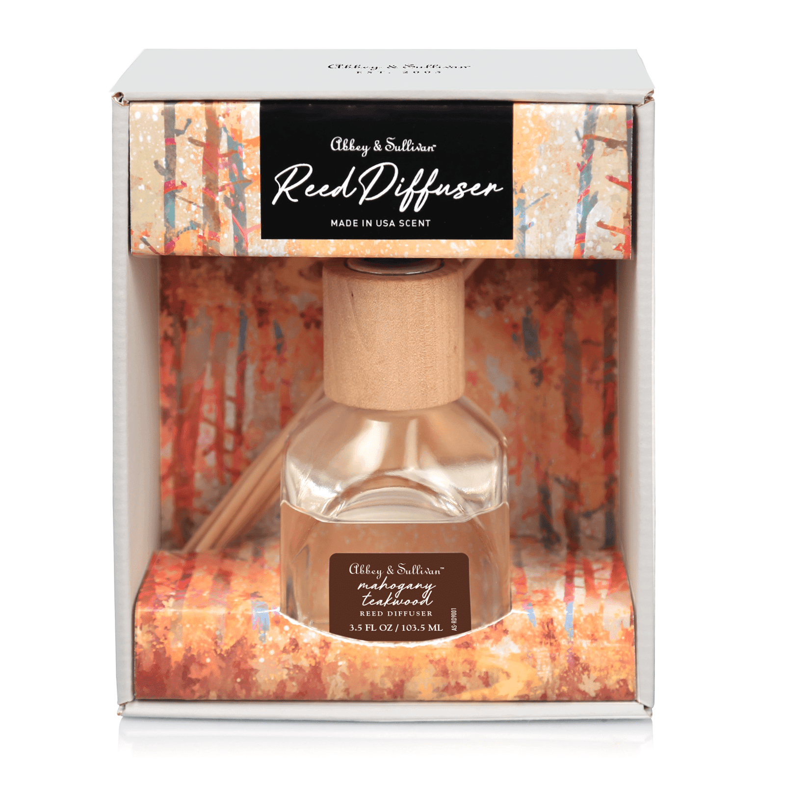 Quality Reed Diffuser Set, Mahogany Teakwood, 3.5 oz - Abbey & Sullivan